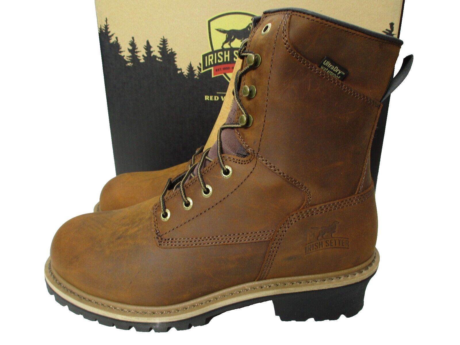 Red Wing Irish Setter Mens Sz 10 M Mesabi Logger Brown Insulated Steel Toe Boots