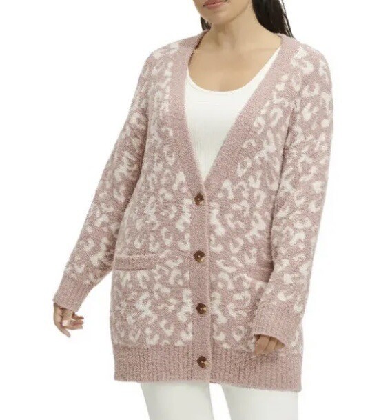 Authentic Super Soft Cozy UGG Joselyn Leopard Knit Cardigan Sweater New Size: XL