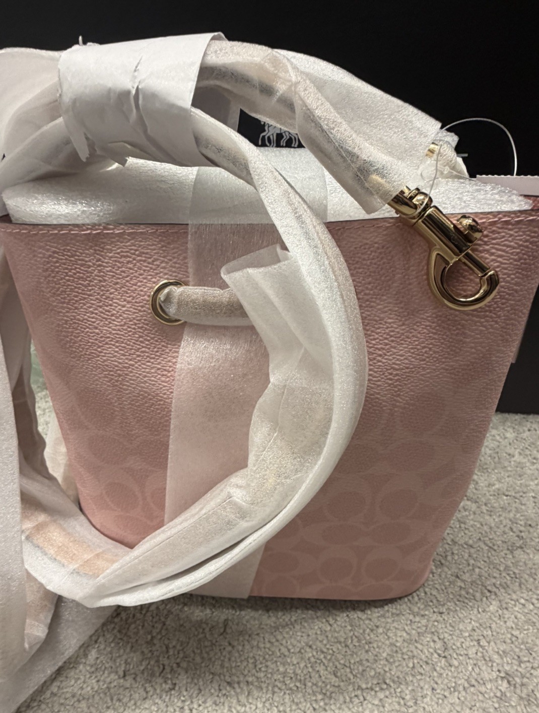 NWT Coach Rowan Bucket Bag In Signature Canvas With Charms Powder Pink