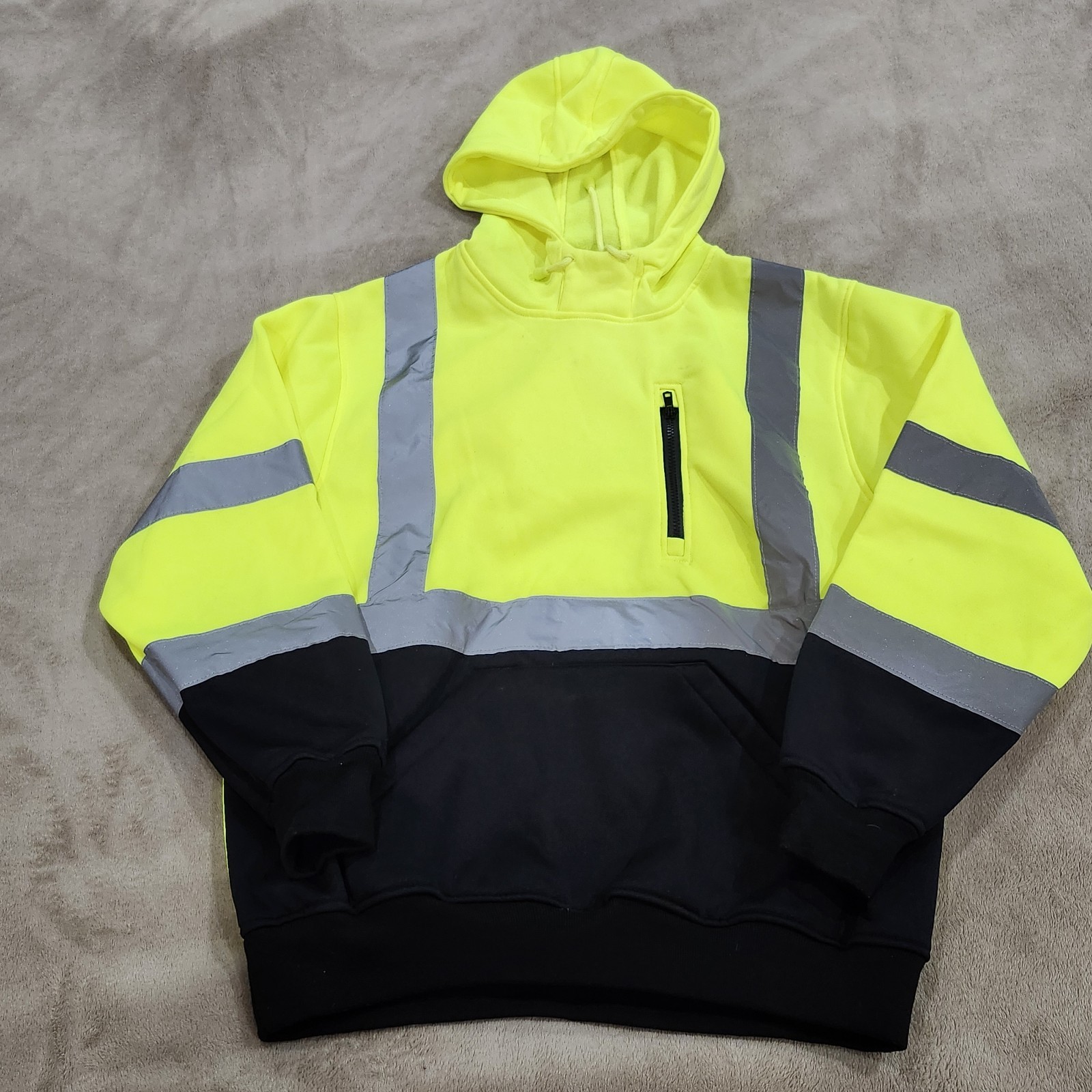 PIP HIGH VISIBILITY Lime Class 3 Pullover Safety Sweatshirt Hoodie Jacket Size M