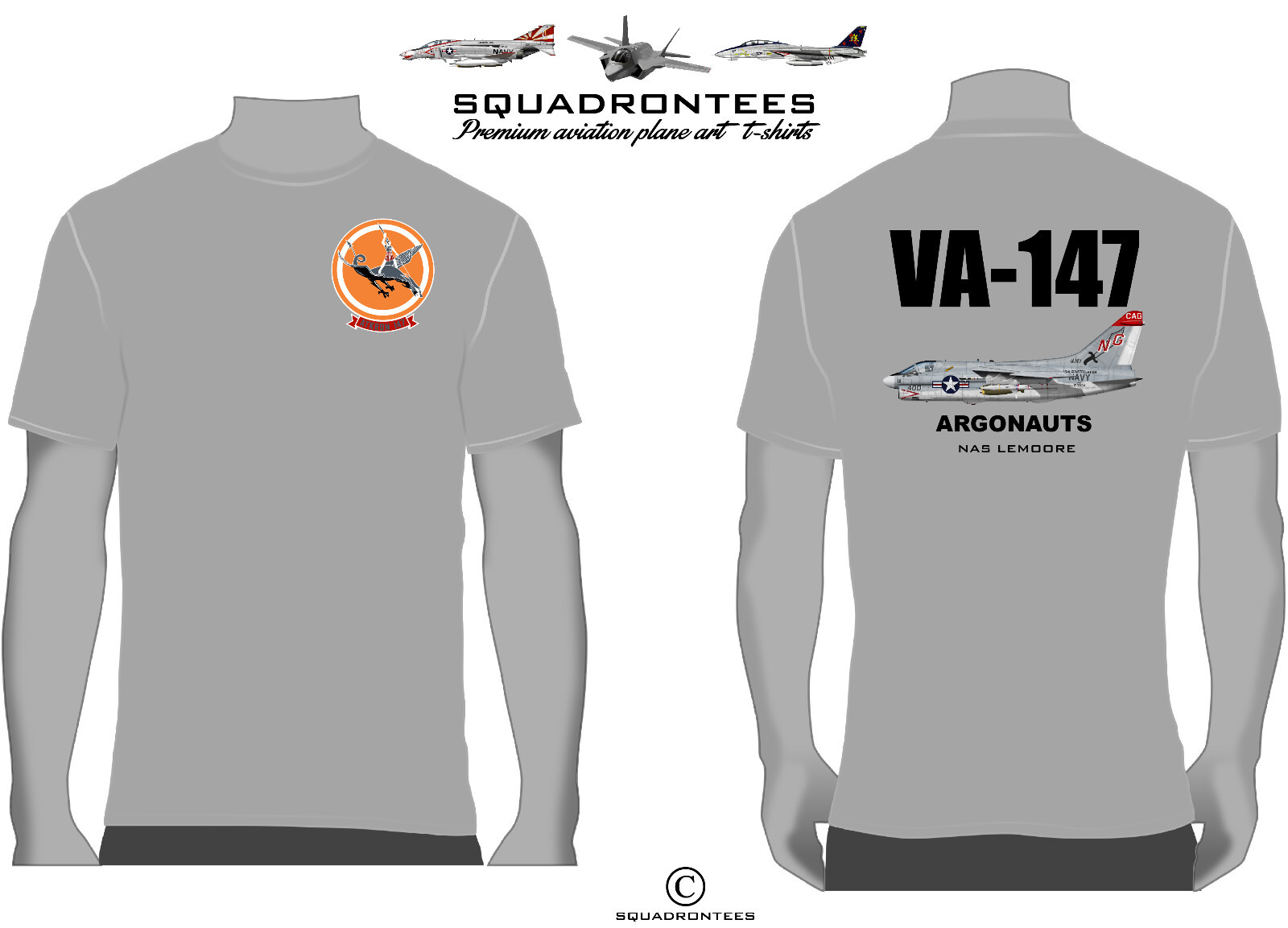 VA-147 Argonauts A-7 Squadron T-Shirt, USN Licensed Product