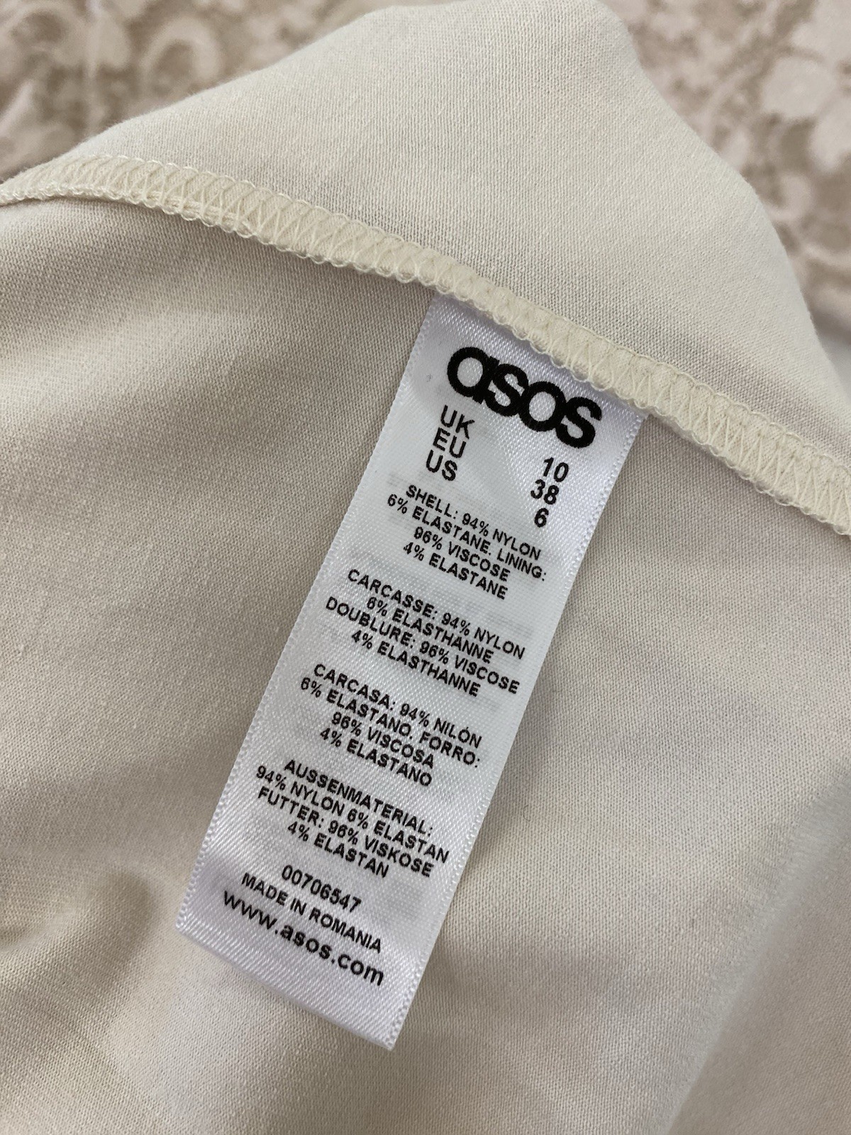 ASOS Womens Iridescent Floral Lace Cut Out Back Midi Dress Size 6 Sexy Bodycon