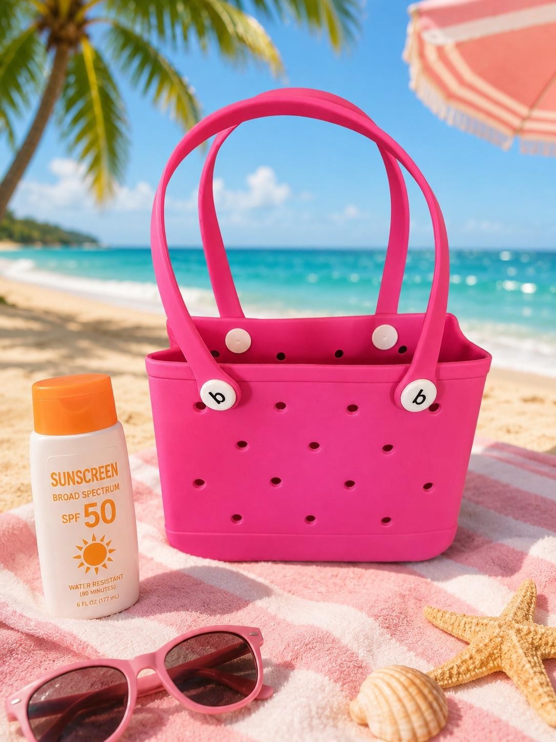 Waterproof Rubber Beach Tote Bag for Women, Medium Tote Bag for Beach, Pool Bag