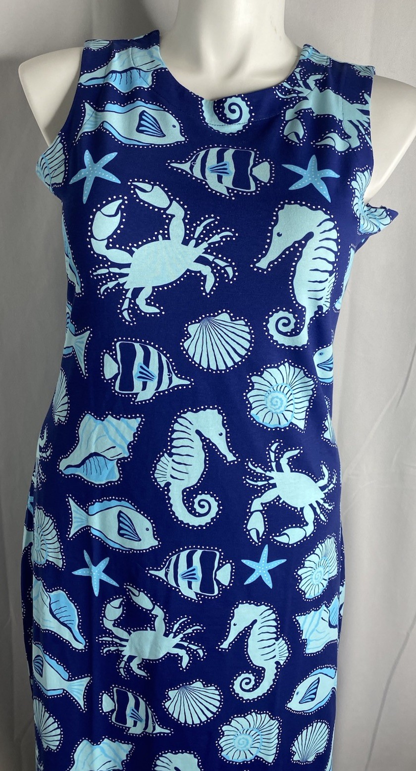 Ana Clare Emilee Sz L Waikiki Sea life print maxi dress NEW