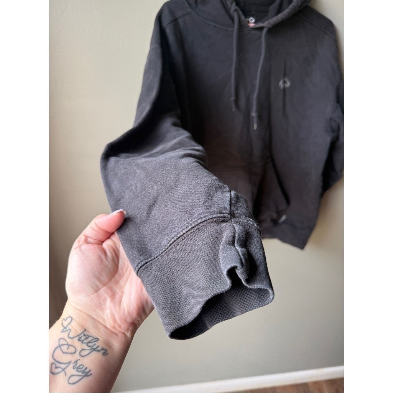 Black Pullover Hoodie with Front Pocket