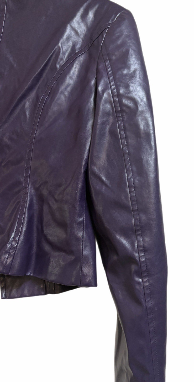 Cosplay.fm Purple PVC (PU) Cosplay Jacket Size S Gold Buttons Zipper Polyester