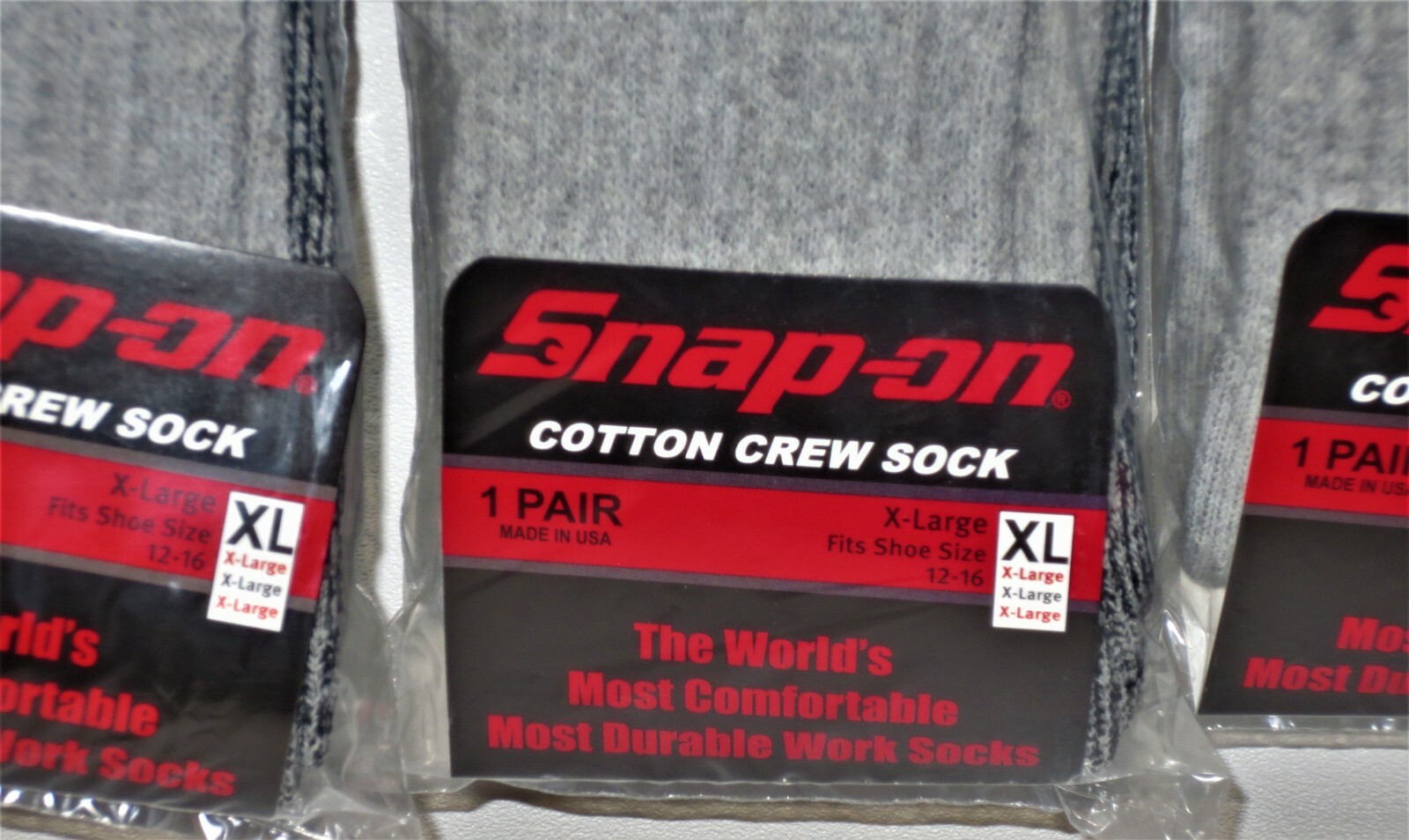 12 PAIRS Men’s GRAY Snap-On Crew Socks X-LARGE *FREE SHIPPING* MADE IN USA *NEW