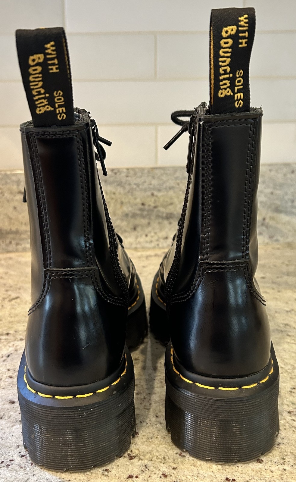 Doc Martens Jadon Air Wair 2″ Platform Black Zip Combat Boots EU Sz 39-M-7 / W-8