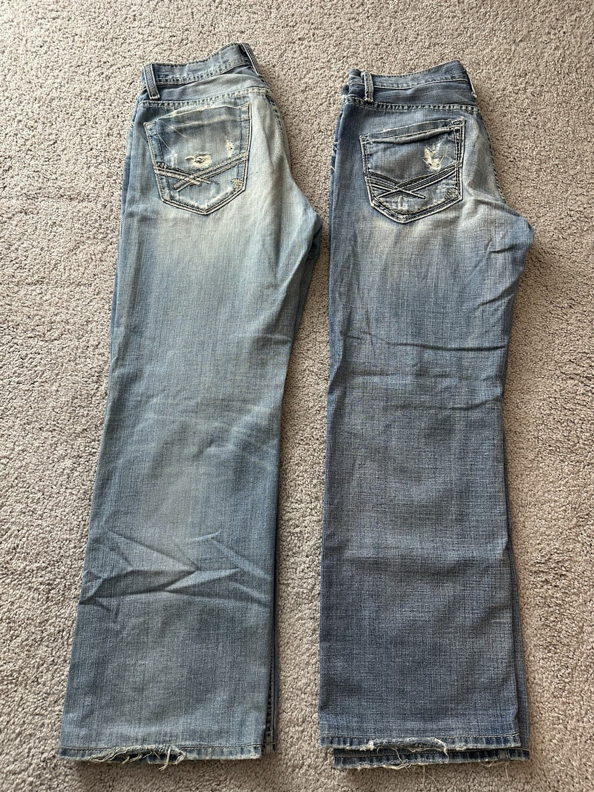 Buckle BKE 2 Pair Jeans Men 32×31 Blue Marshall Denim Pant Washed Out Faded