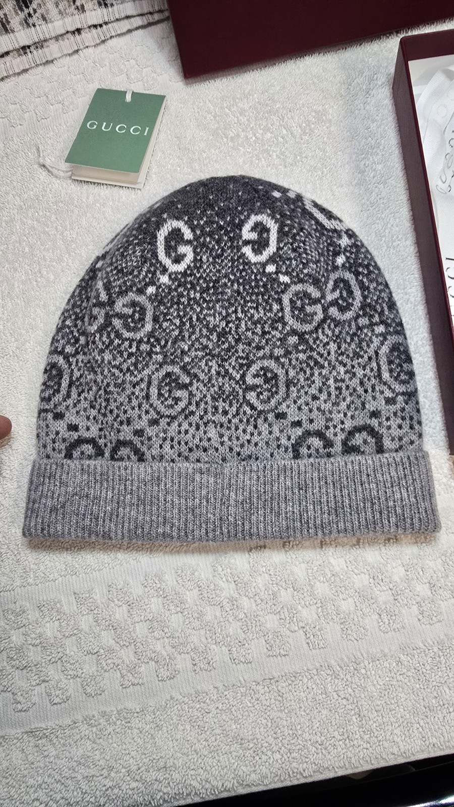 Authentic Gucci Grey GG Wool Beanie New w/ Tags Size M. See Item description.