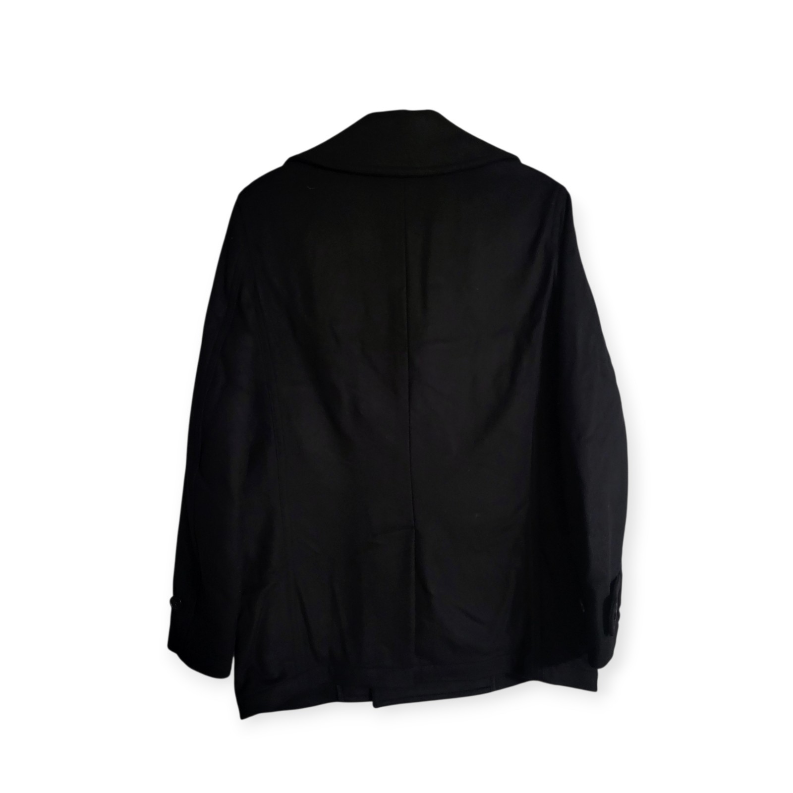 Quince Mens S NWT Italian Wool Blend Peacoat Double Breasted Minimal Solid Black