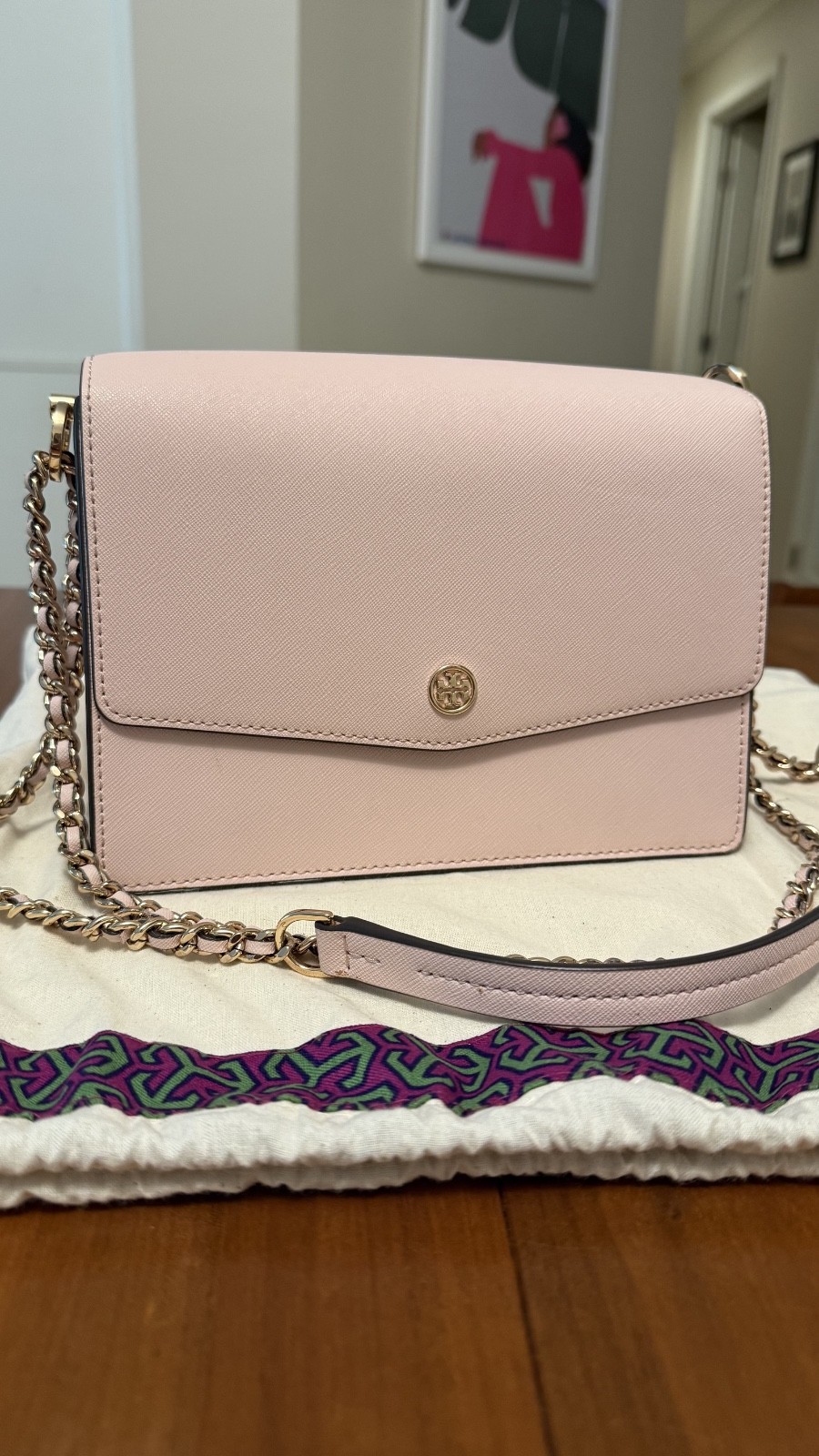 Tory Burch Robinson Convertible Shoulder Bag – Crossbody – Shell Pink