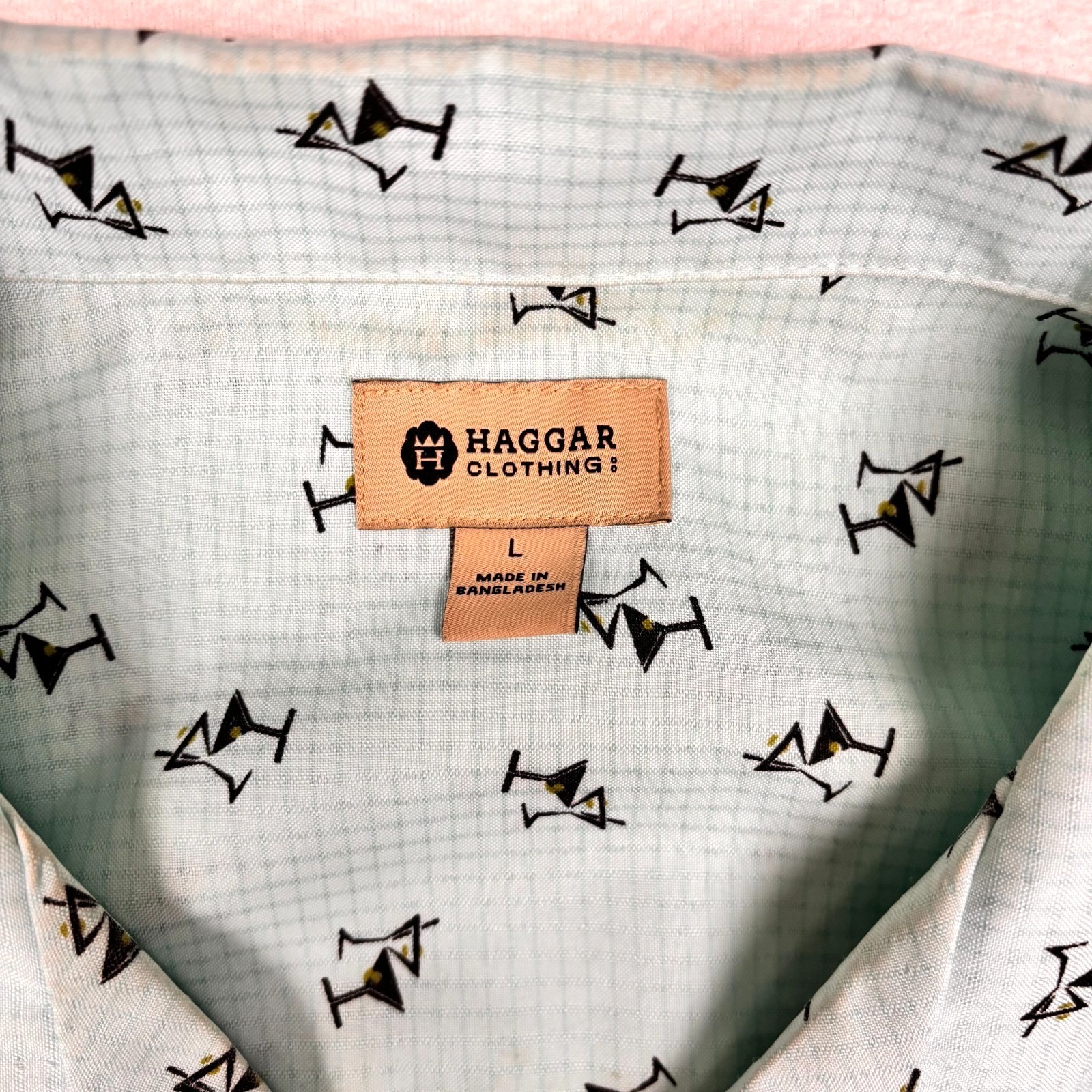 Haggar Martini Print Button Up Short Sleeve Shirt Men’s Size Large