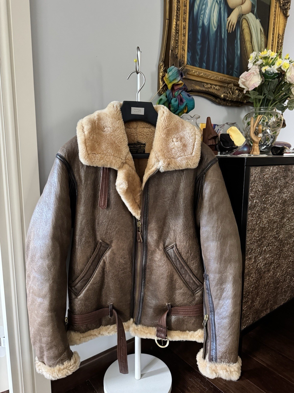 Vintage Avirex Royal Airforce Shearling Bomber Jacket EUC 38 USA