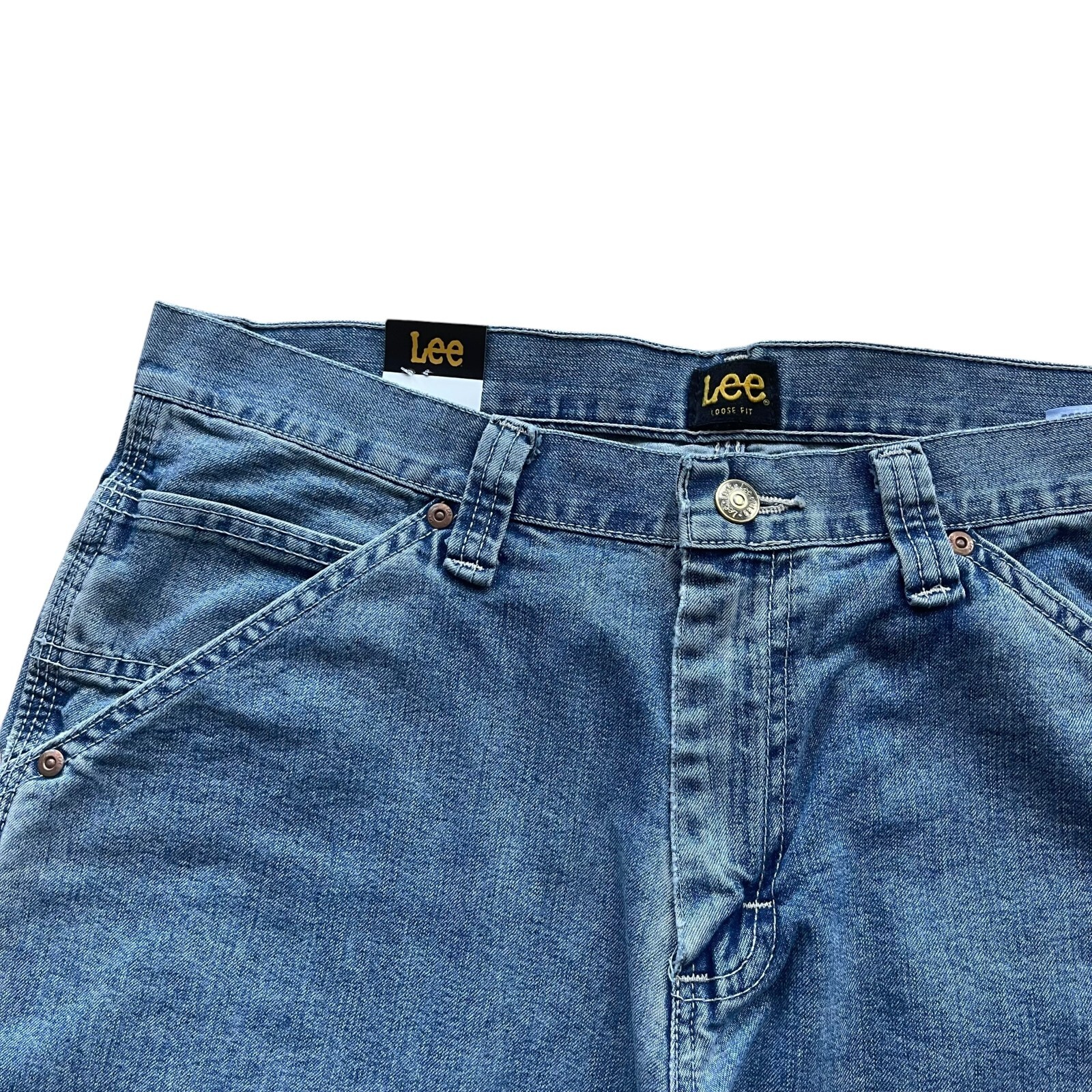 NWT Lee Mens Dungarees Denim Straight Leg Loose Fit Cargo Carpenter Jeans All Sz