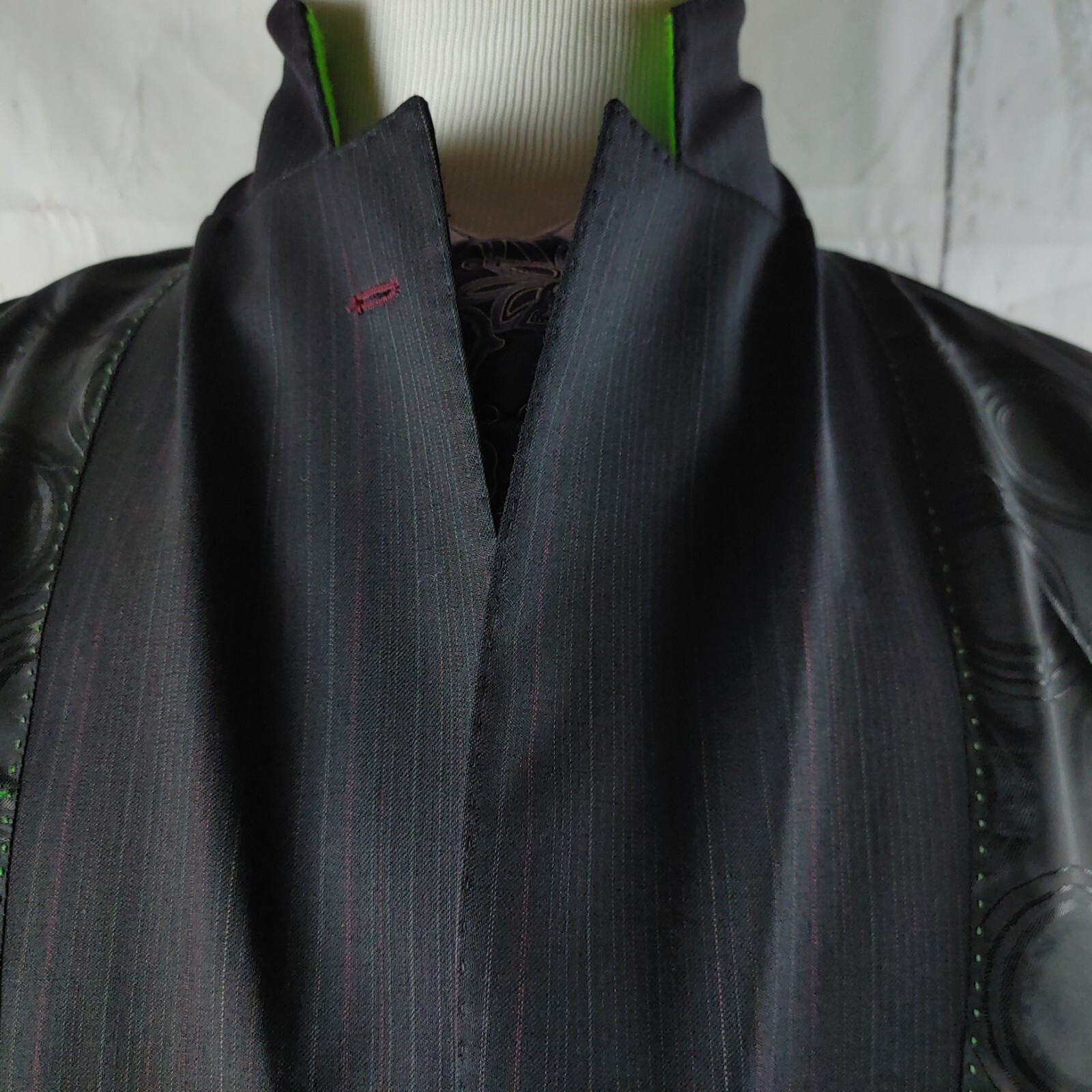 Limehaus 40R Wool 2 Button Charcoal Black Pinstripe Stitched Lapel Suit Blazer