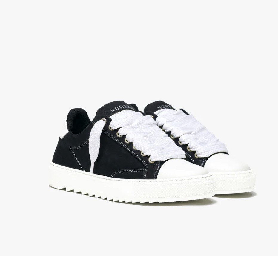 Numeris Men’s US 9 Black/White Suede Colorblock Lace-Up Sneakers New Box