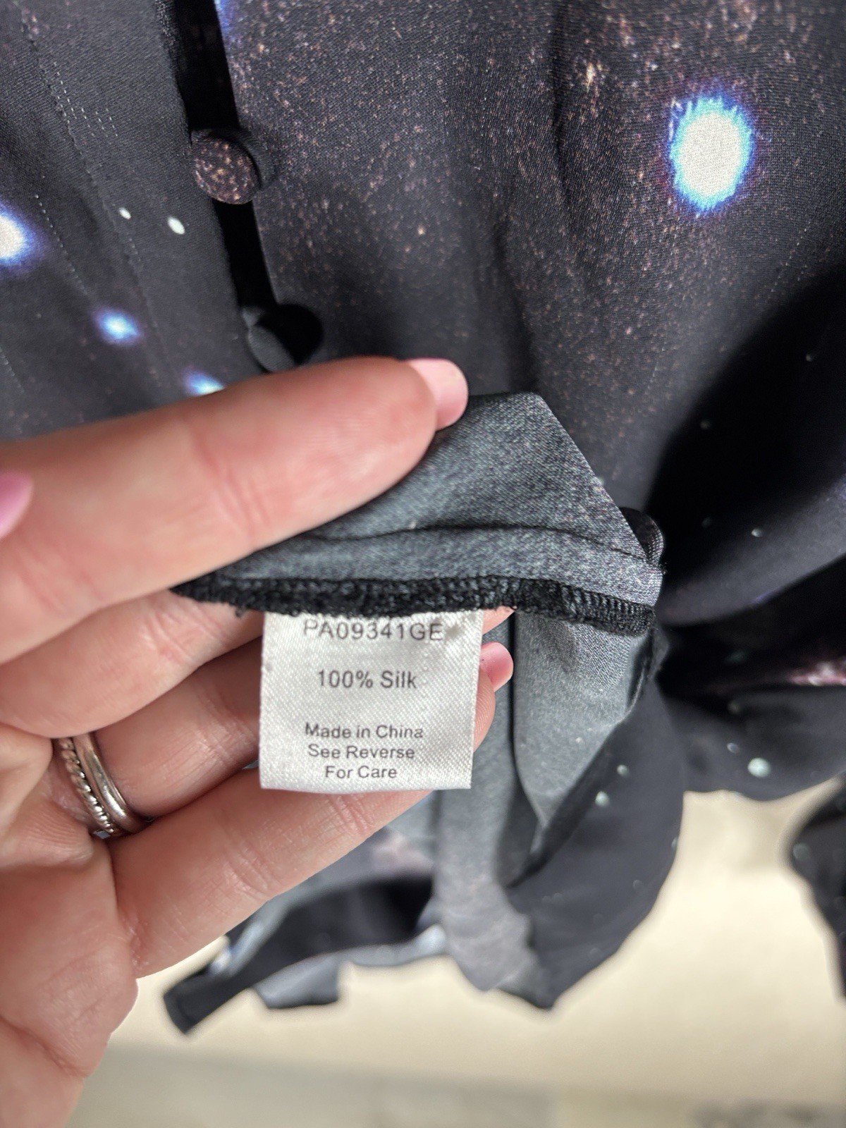 Parker Black Silk Celestial Print Button-Front Blouse Extra Small
