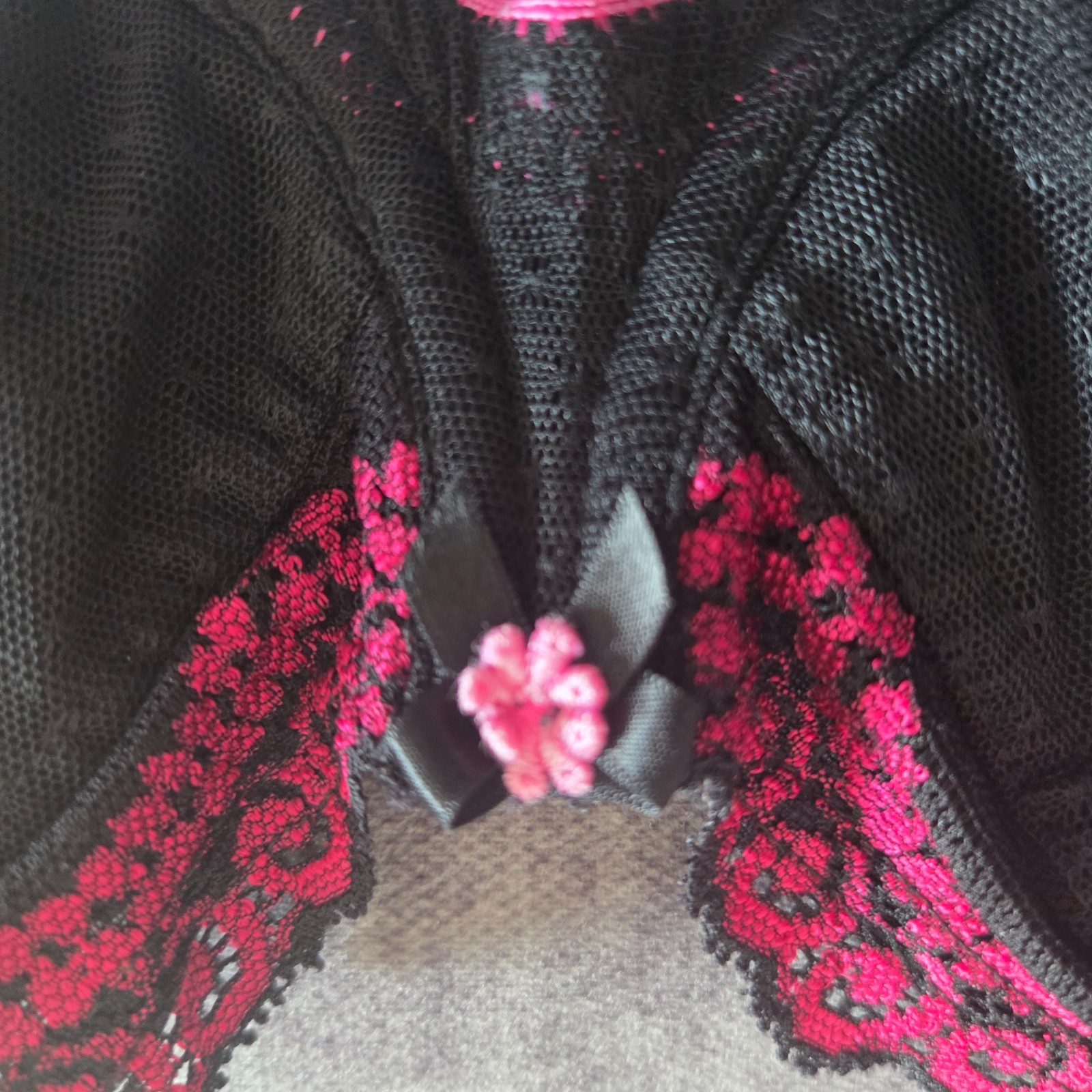 Debenhams Balconette Bra Womens 34DD Black Pink Non Padded Underwired Lingerie