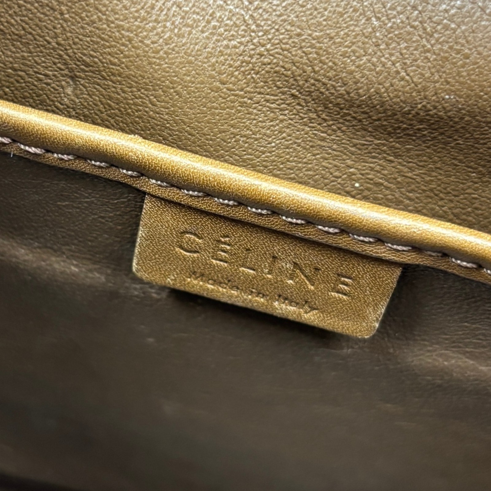 CELINE Nano Luggage Shoulder Handbag Calfskin White Brown 189243