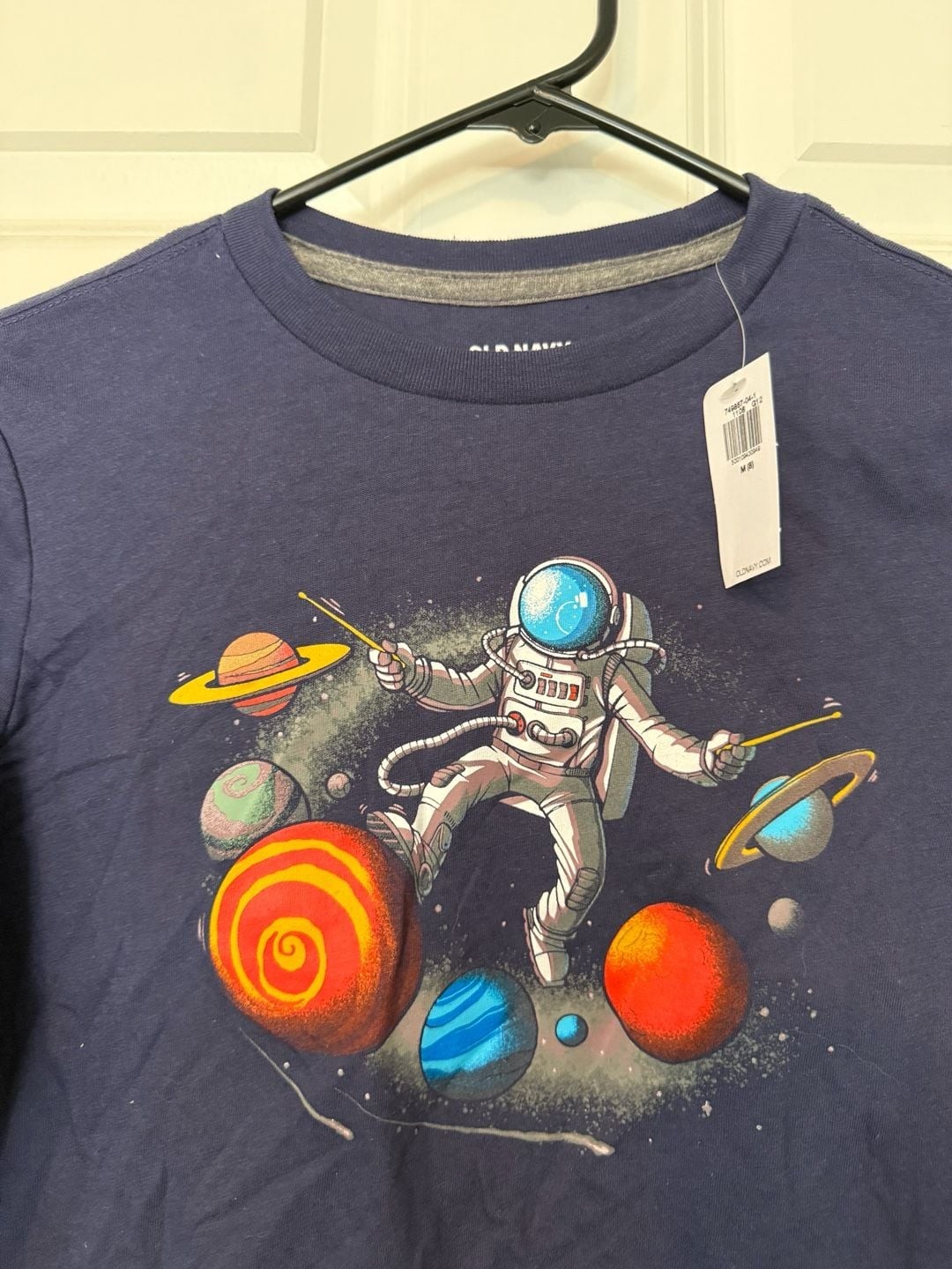 Old Navy Boys Space Astronaut Graphic Long Sleeve T-Shirt Navy Blue Size M 8