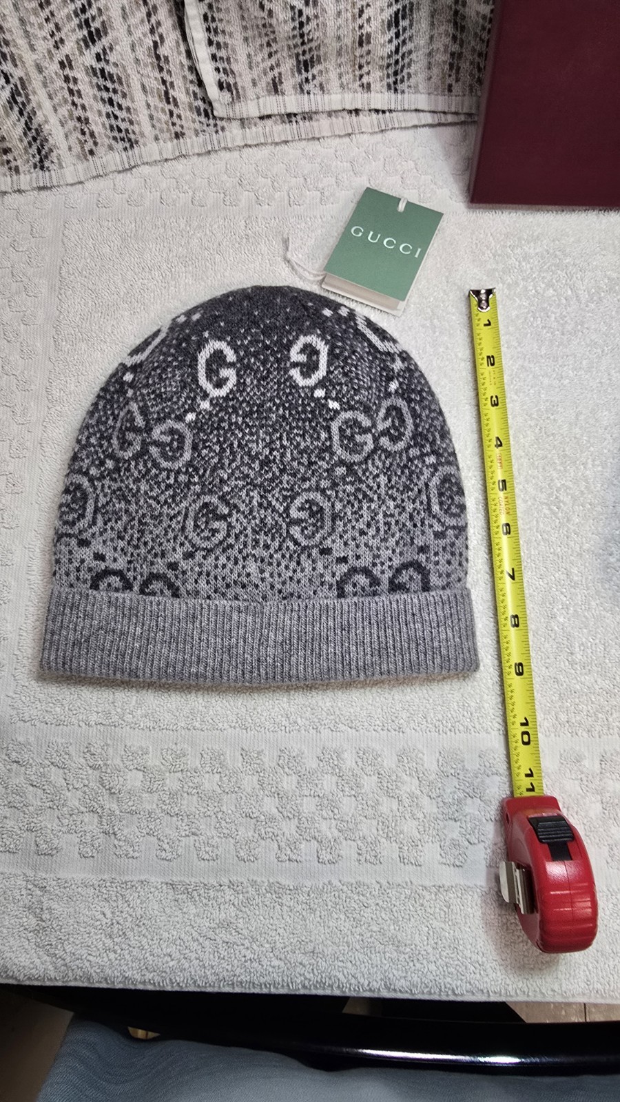 Authentic Gucci Grey GG Wool Beanie New w/ Tags Size M. See Item description.