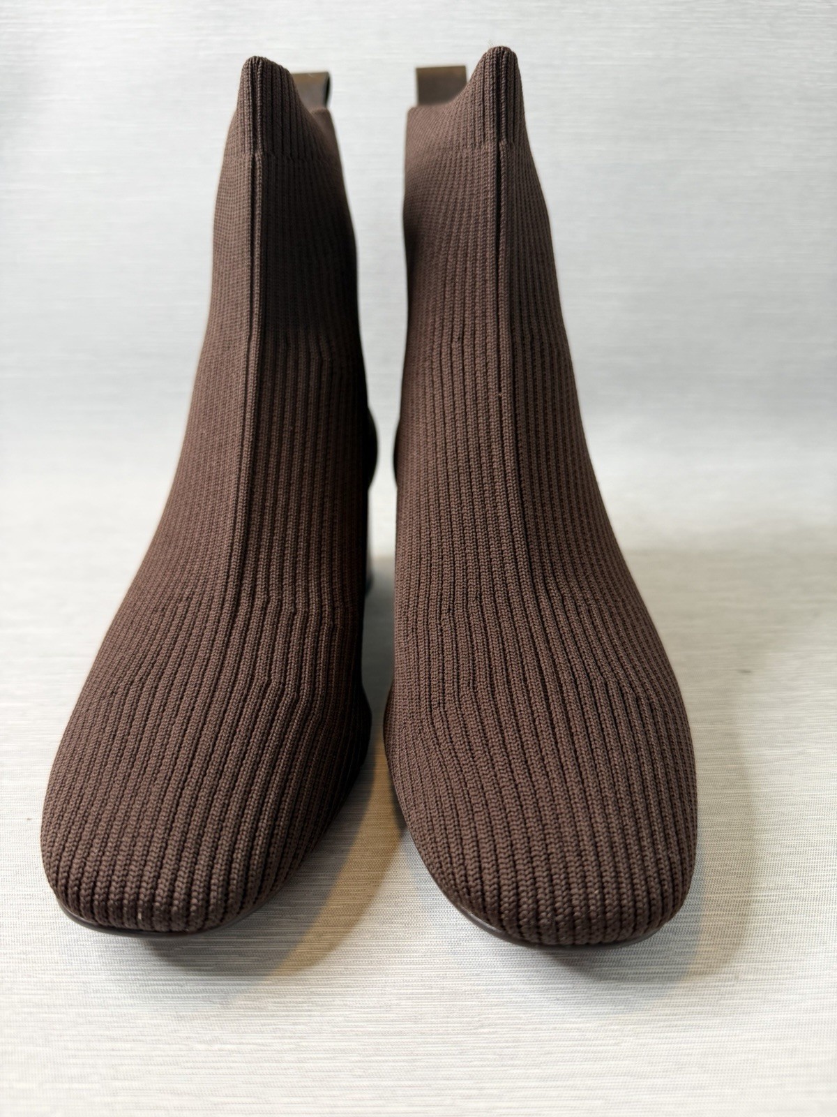 Everlane The Glove Boot Rib Knit Ankle Sock Boots Size 6 Brown ReKnit Block Heel