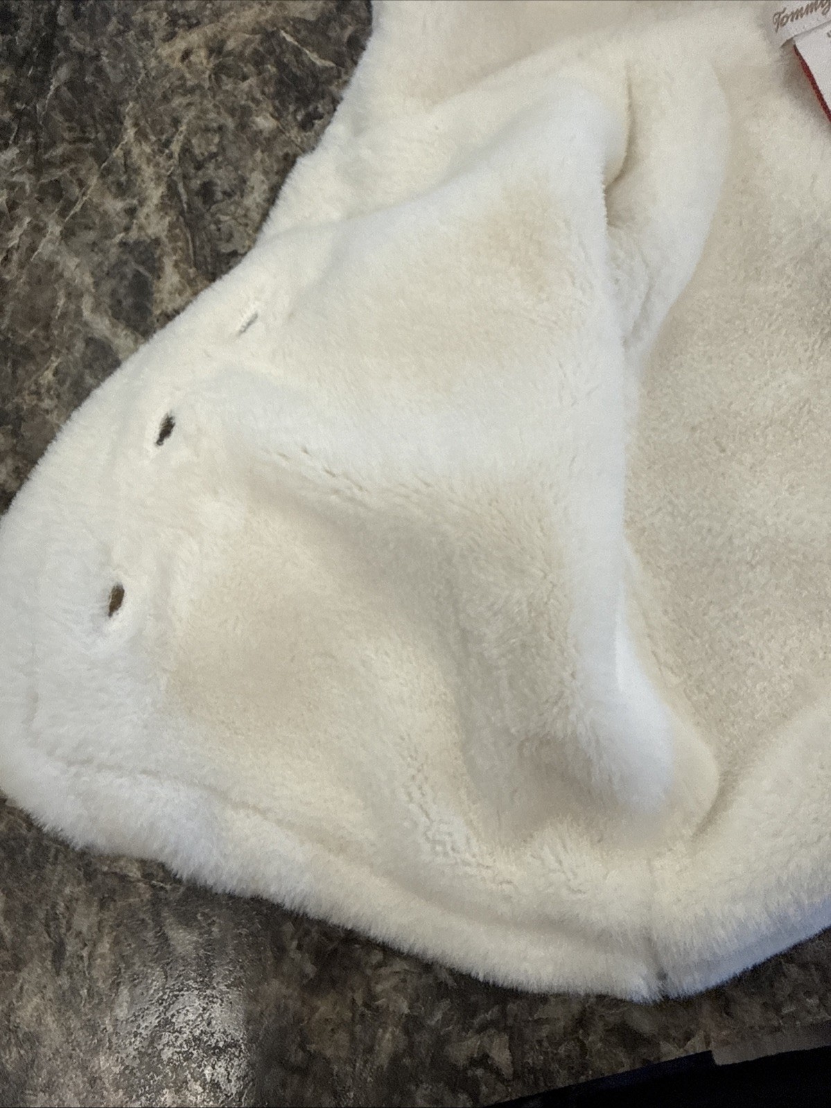 “Tommy Bahama” 3-6 Month White Knitted A Sharpa Fur Coat Hood *Stain