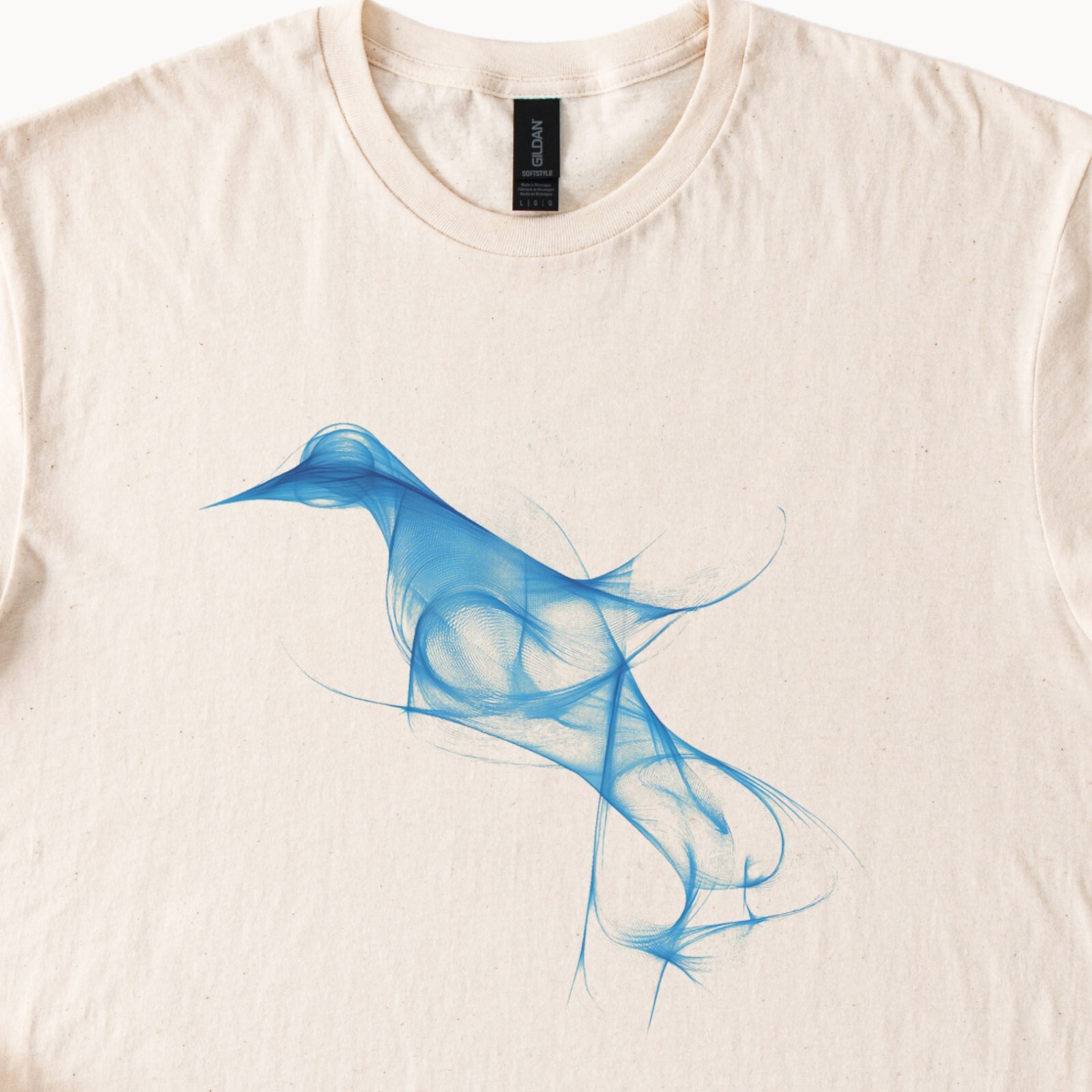 Blue Bird Graphic Tee Abstract Design Shirt Artistic Bird Top