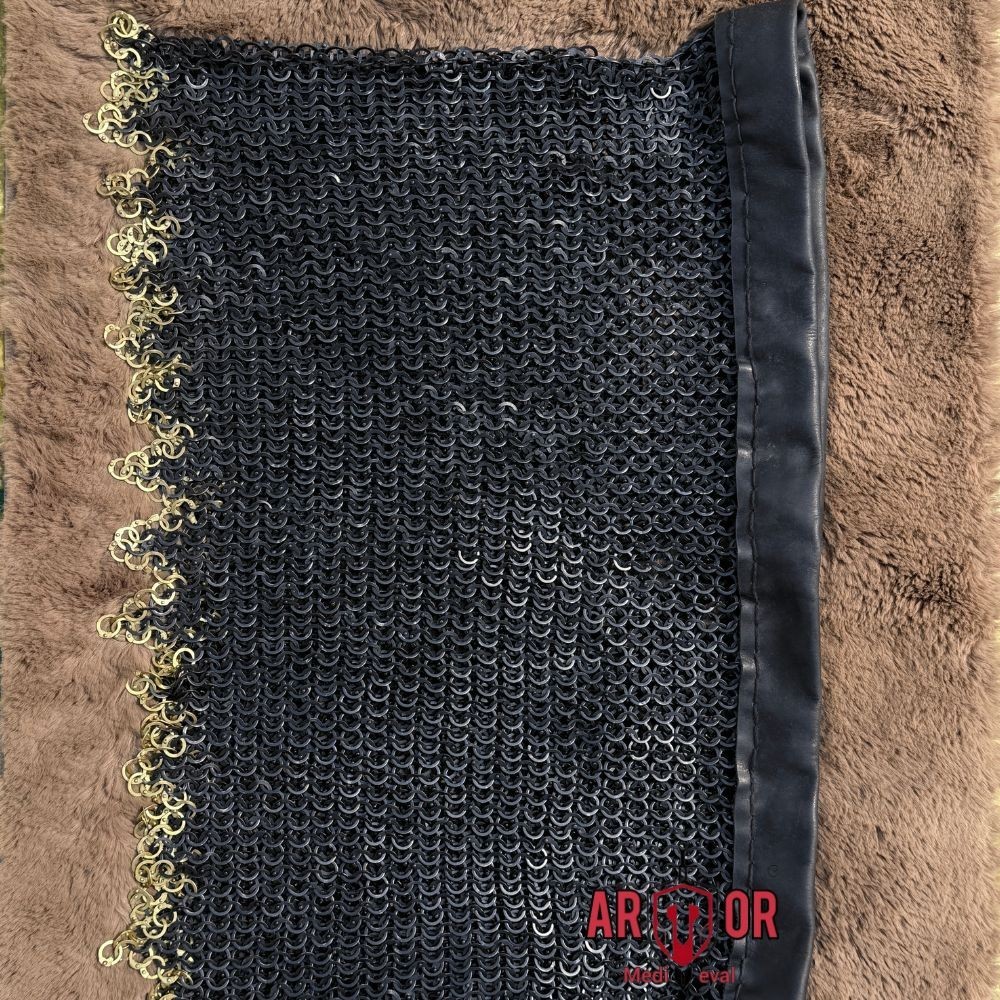 Medieval Chainmail Skirt with Brass Dagged Edge | Mild Steel Riveted Armor Belt