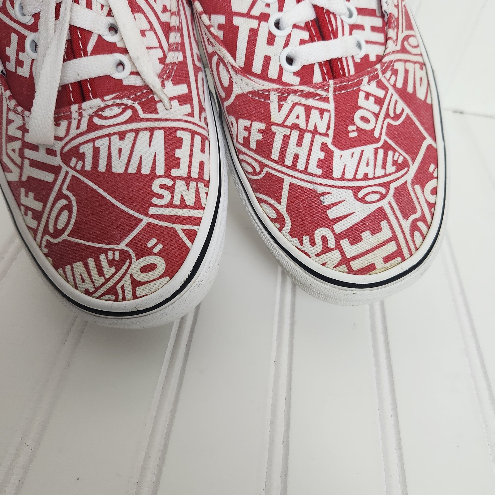 Vans Doheny OTW Mens Size 12 All Over Repeat Print Red/White Lace Up Sneakers