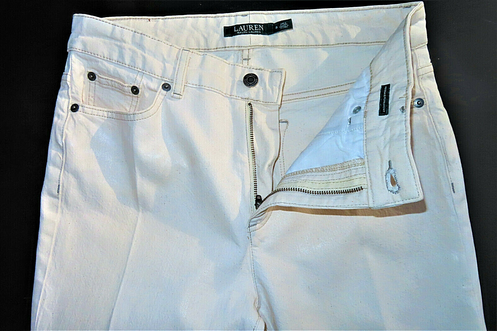 Lauren Ralph Lauren Premier Straight Women’s Ivory White Jeans Size 8 31 X 31.5