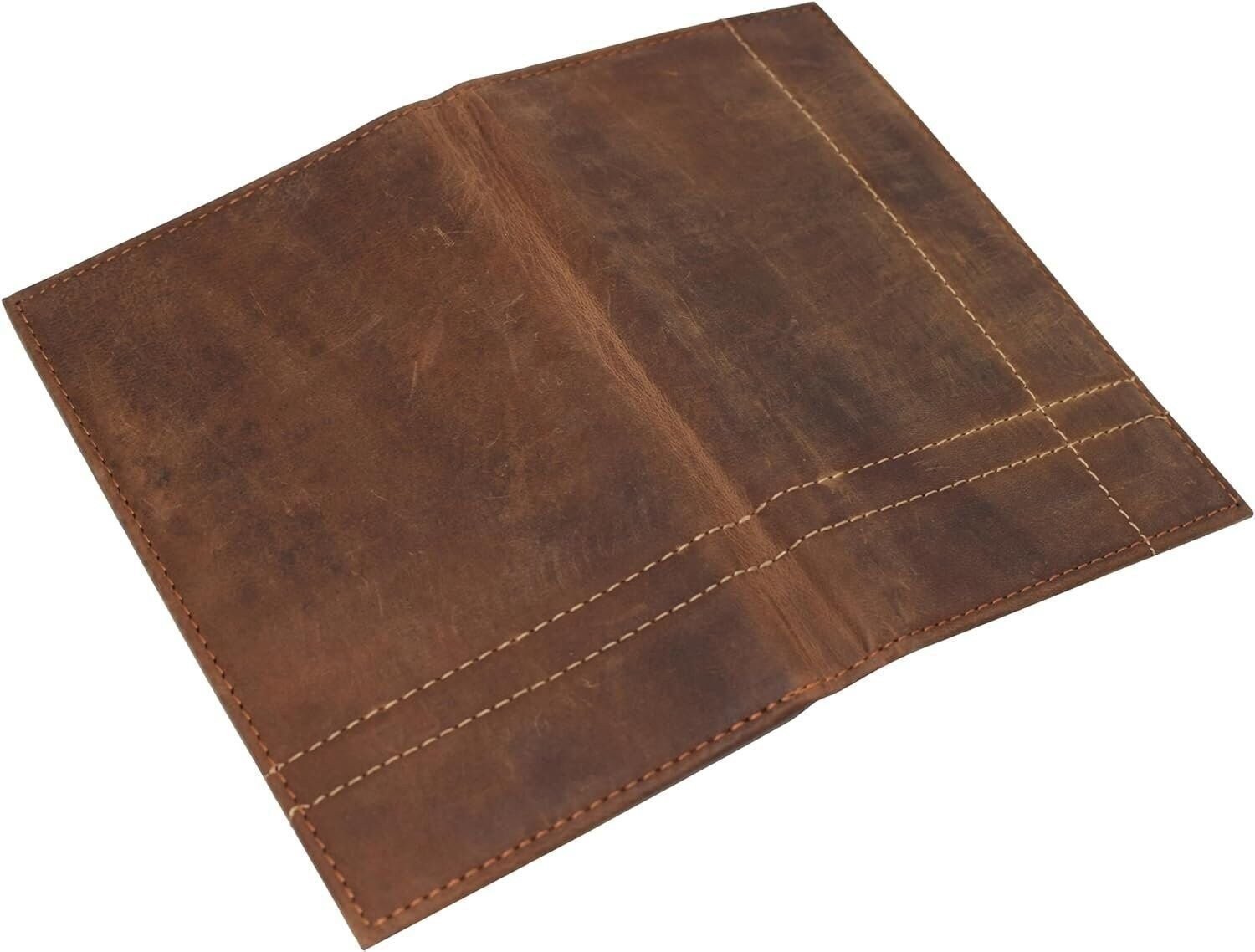 CAZORO Bifold Long Wallet RFID Blocking Genuine Vintage Leather for Men