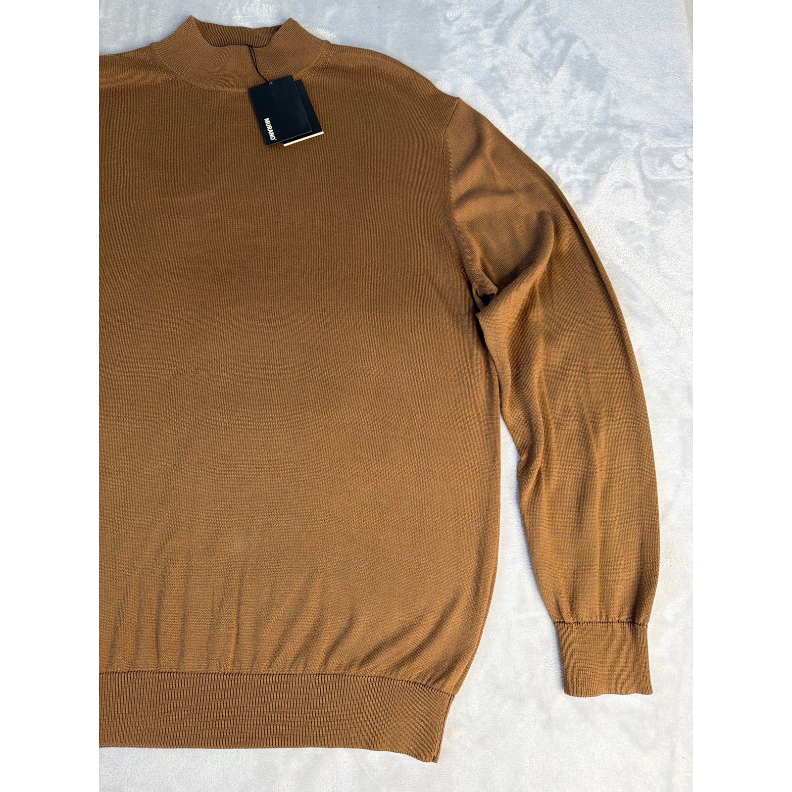Murano Mens Camel Brown Mock Neck Sweater NWT Size Medium Lightweight Knit