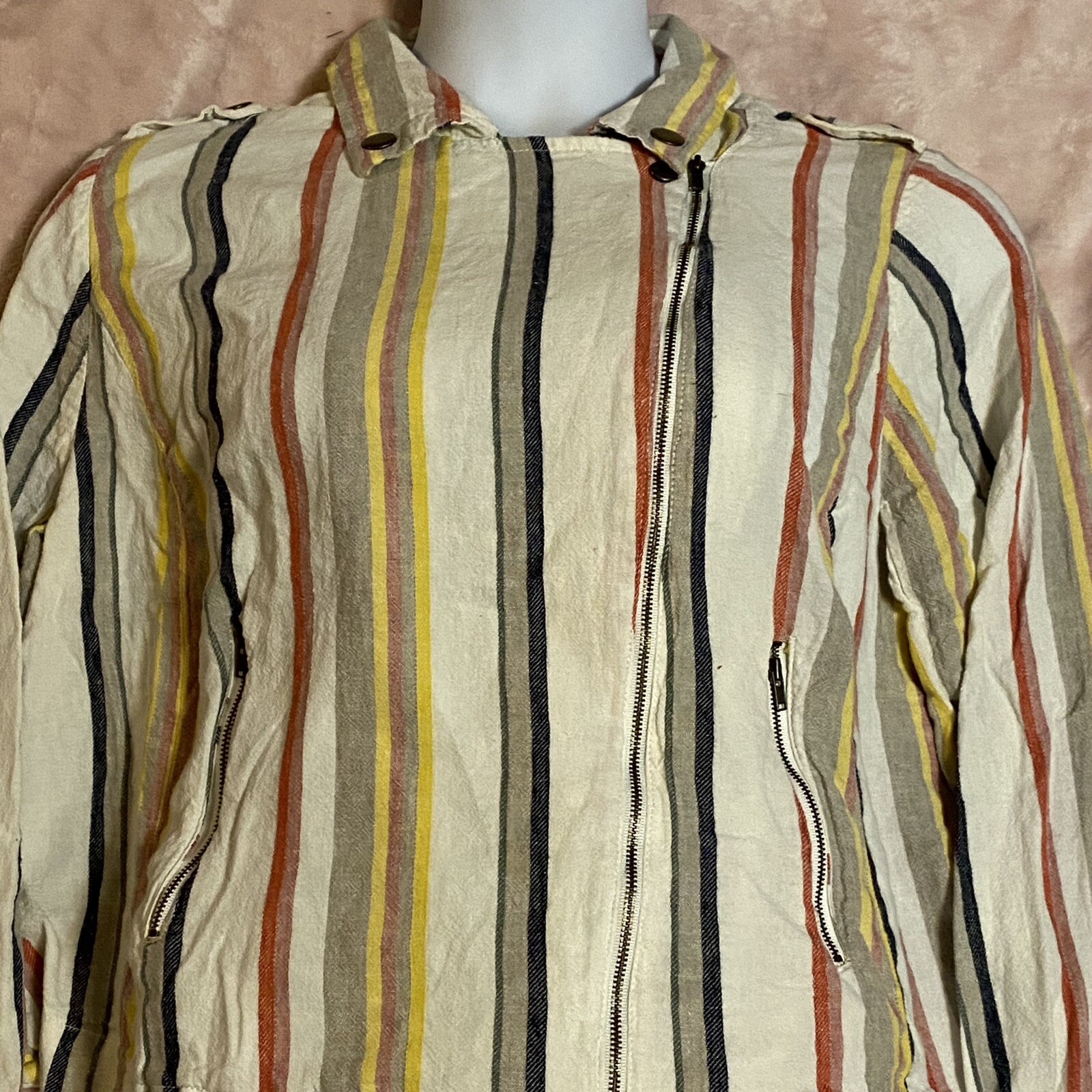 Est. 1946 Women’s Zip Up Collared Vertical Striped Long Sleeve Shirt Size 18/20W