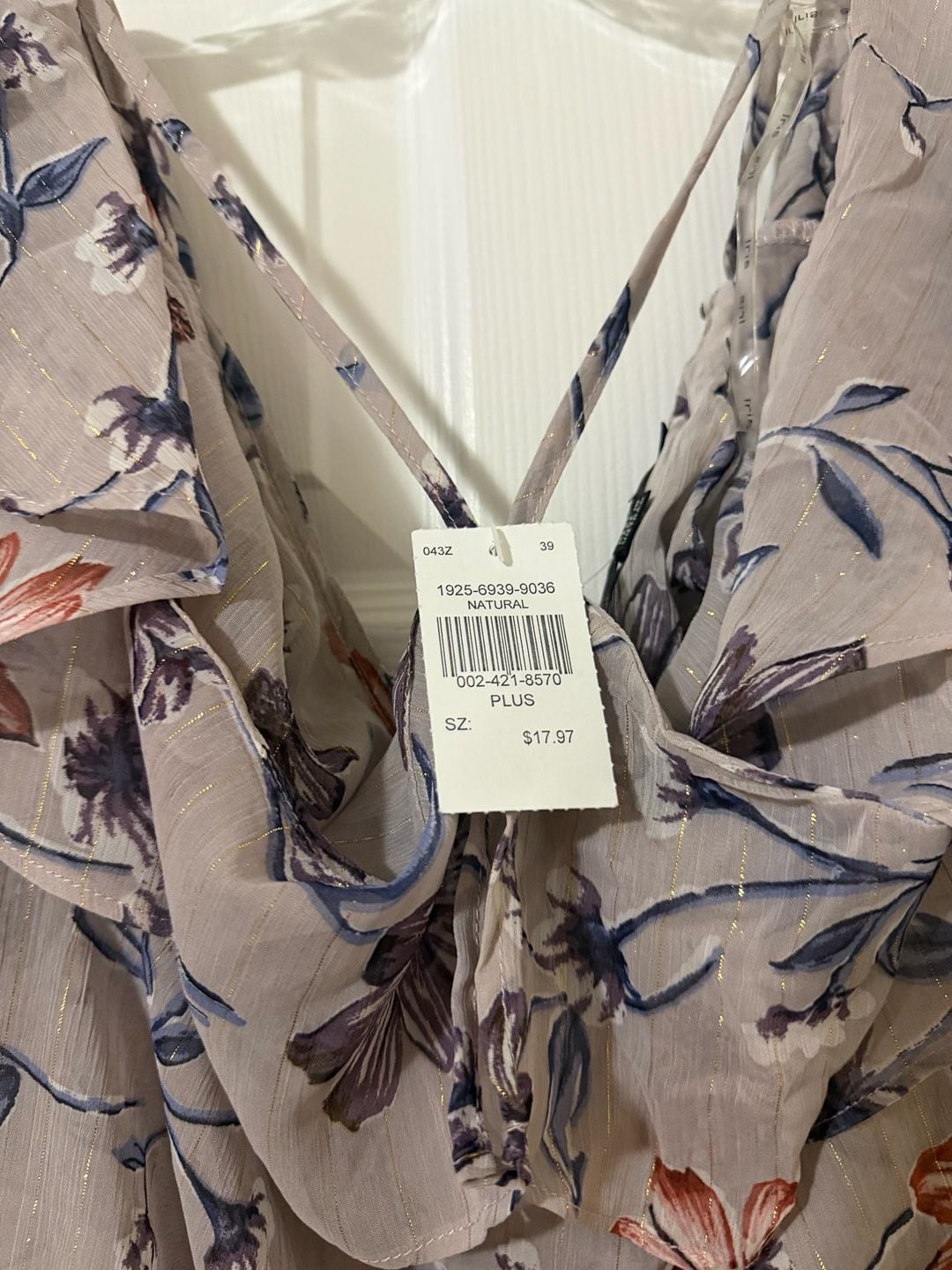 Iris Los Angeles Floral Ruffle Short Sleeve Blouse