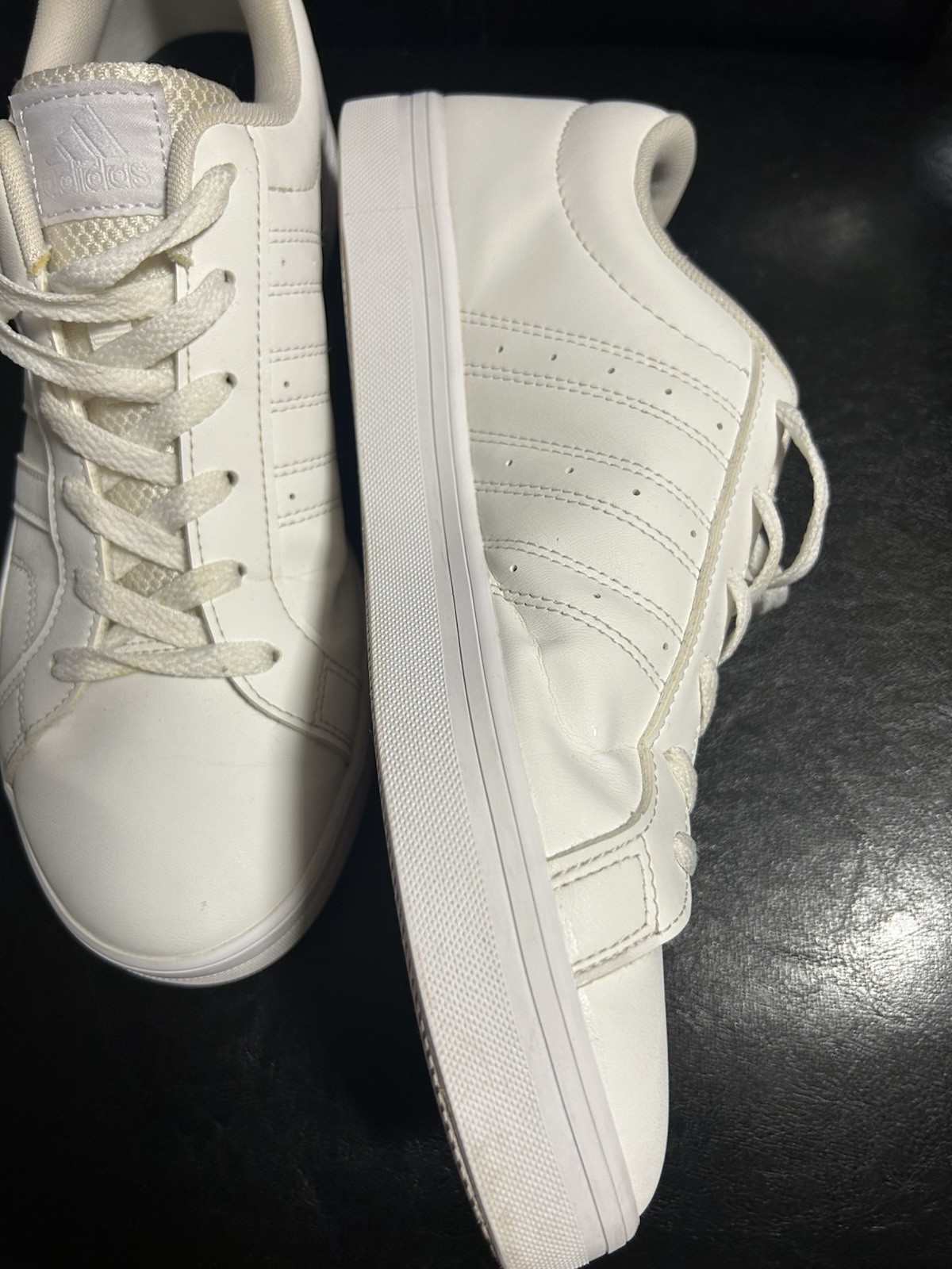 ADIDAS Men VS Pace 2.0 3-Stripes Synthetic Nubuck Shoes Size 8.5 Triple White!!!