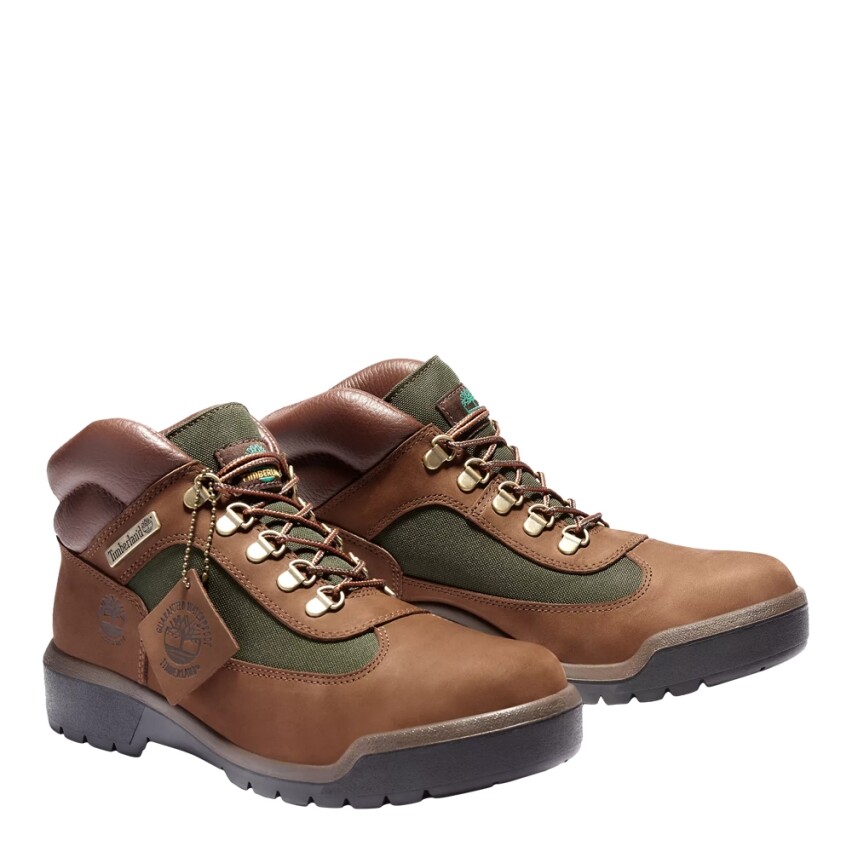 TIMBERLAND MEN’S WATERPROOF FIELD BOOT BROWN OLIVE BEEF BROCCOLI NUBUCK LOW
