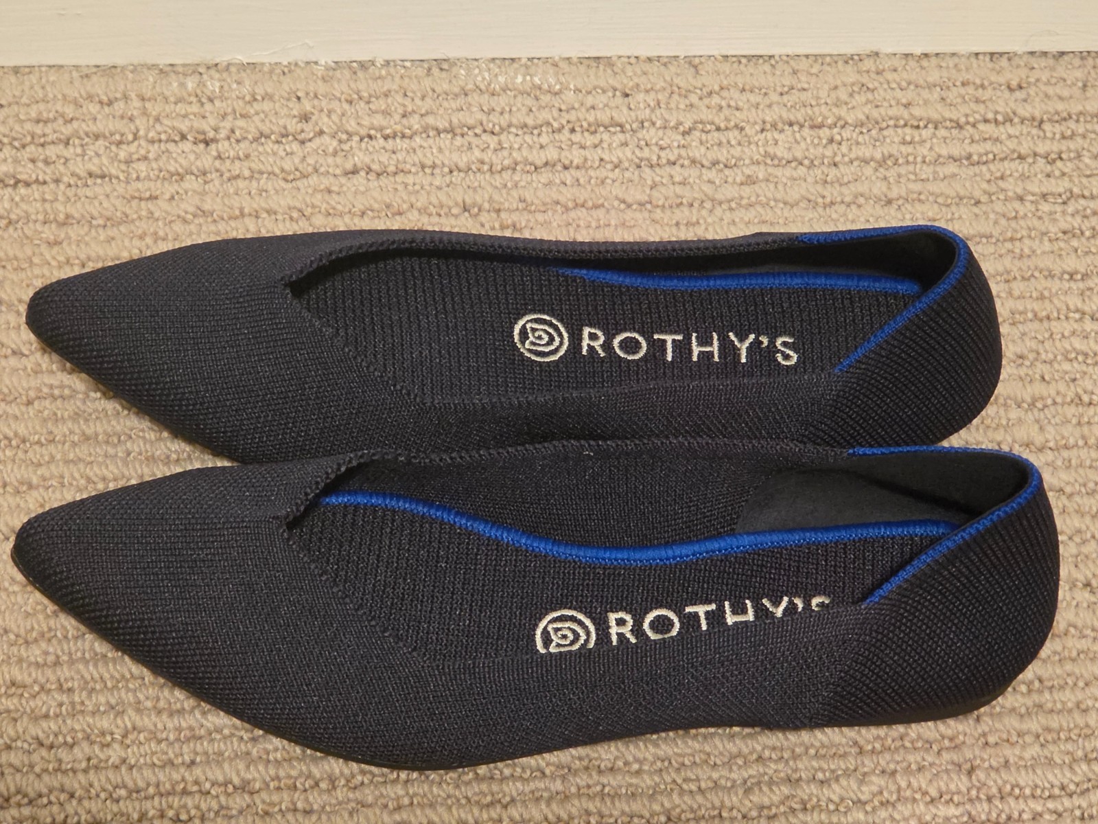 Rothy’s The Point II Women’s Knit Flat Shoes Comfort Washable in Navy Blue 8.5