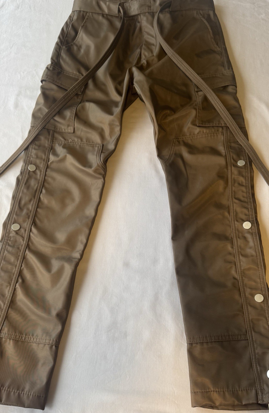 MNML Brown Snap Button Cargo Pants Draw String Waist 30/31 Small