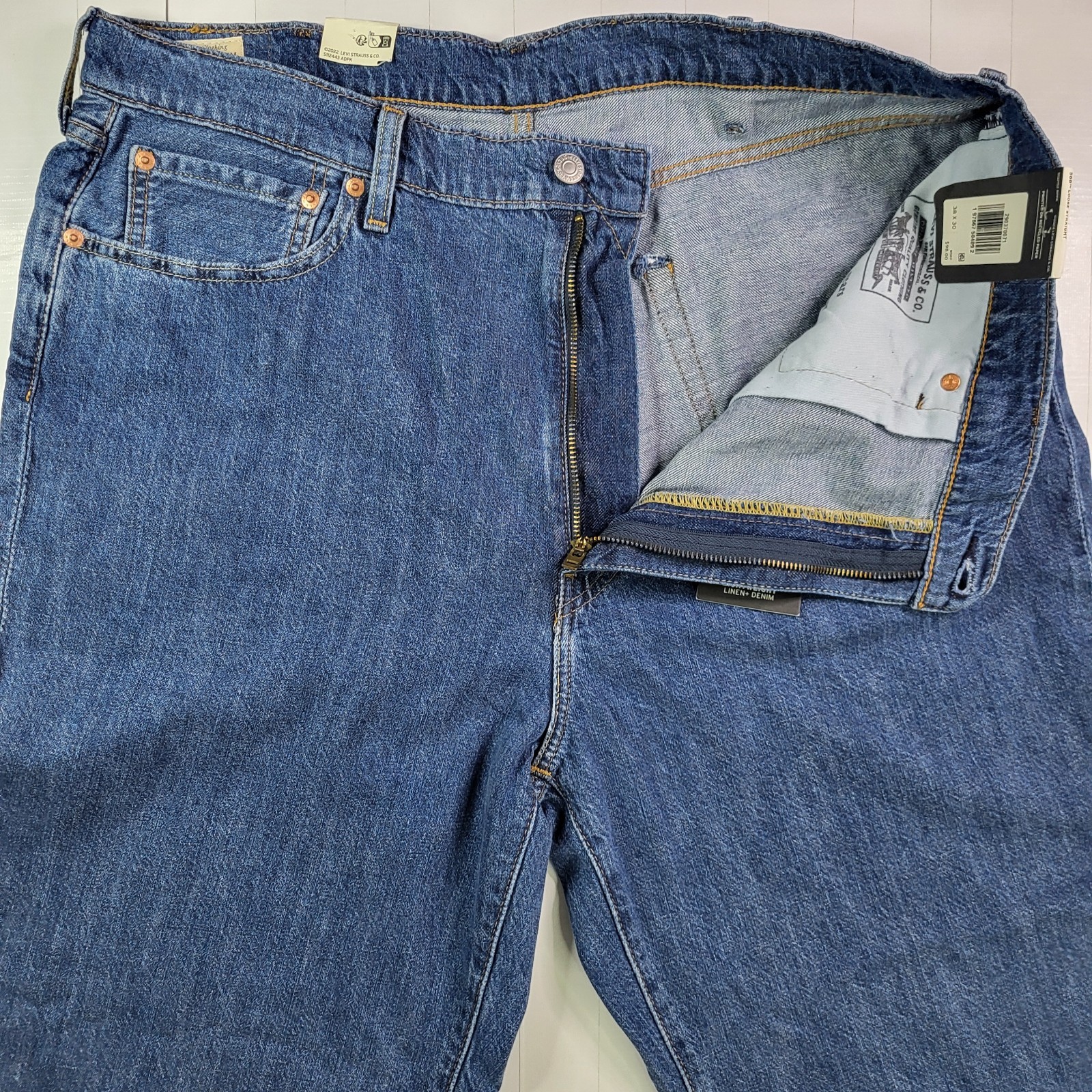 Levis Premium 568 Loose Straight Jeans 38×30 Mens Blue New With Tags 0 Cotton