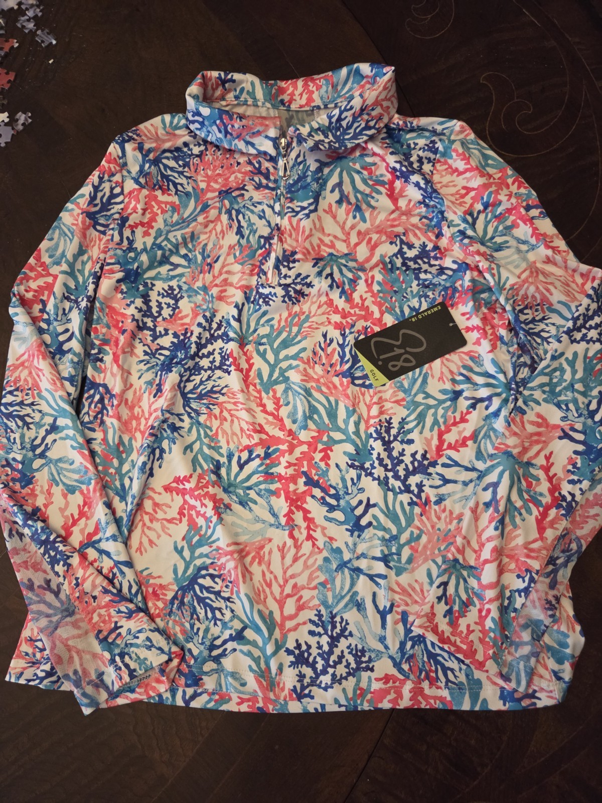 NEW Women’s M Emerald 18 Golf Shirt Top Quarterzip UPF50 Wicking Strech Multi