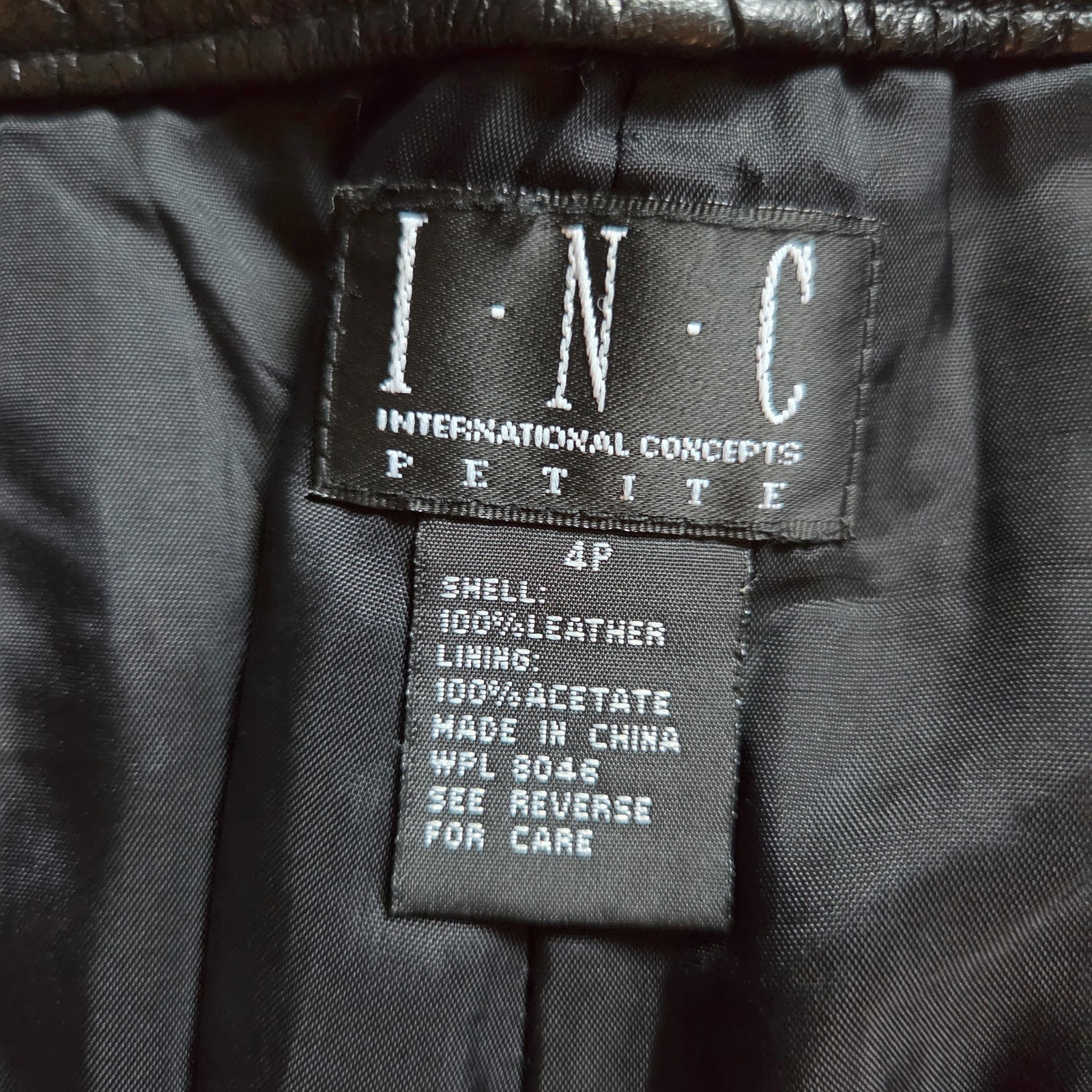 Vintage Y2K I.N.C. Straight Leg Black 100% Leather lining Pants Womens Size 4