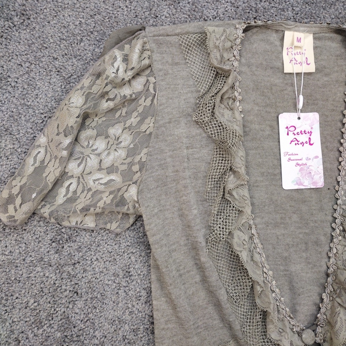 Pretty Angel NWT Green Top Tunic Women’s Size Med Y2K Lace Fairy fun Sexy Shirt