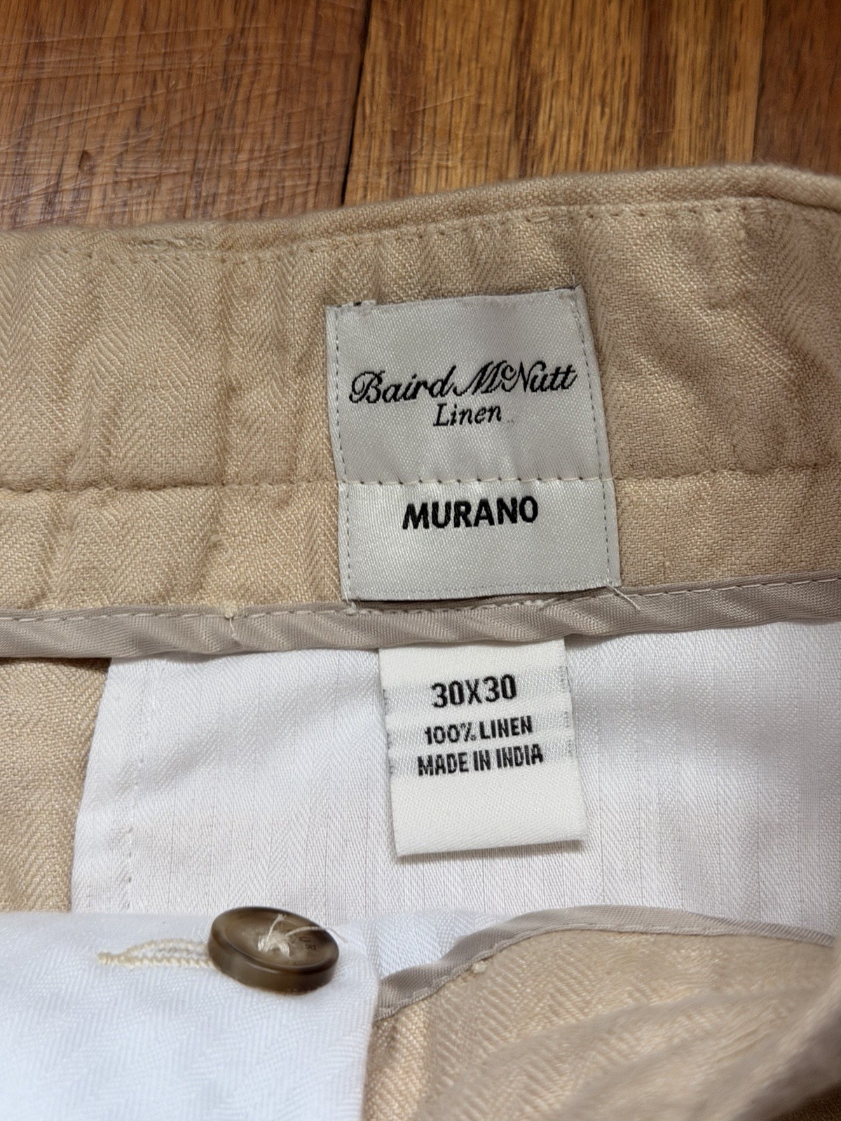 Murano Baird McNutt 100% Linen Pants Trousers Men 30×30 Straight Flat