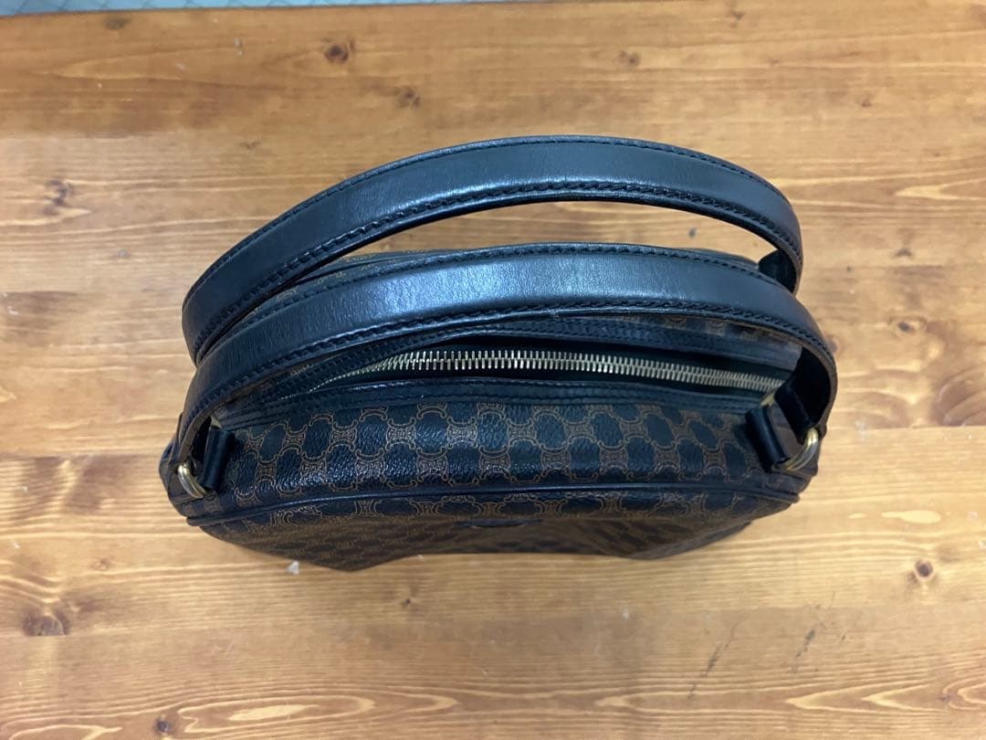 CELINE Mini Boston Bag Macadam PVC Leather Brown Authentic From Japan used