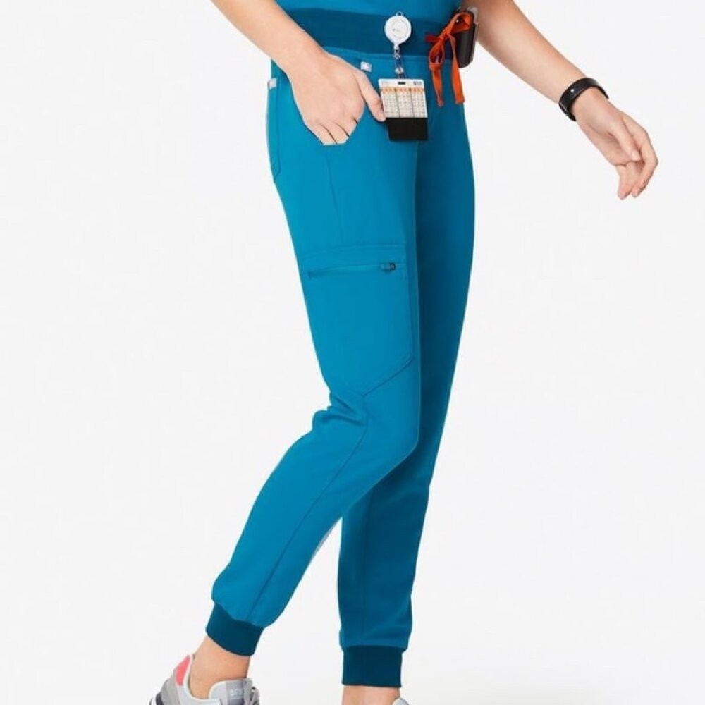 Figs XXS Casma Top XS Zamora Jogger Pants Alps Blue Scrubs Limited Edition