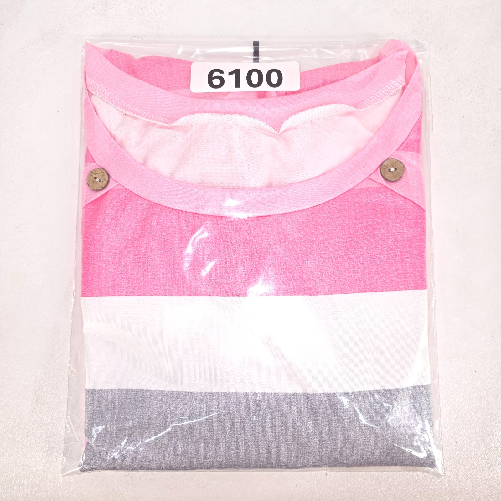Striped Button Accent Tunic Top Womens 3XL Pink White Gray Coastal Career Office