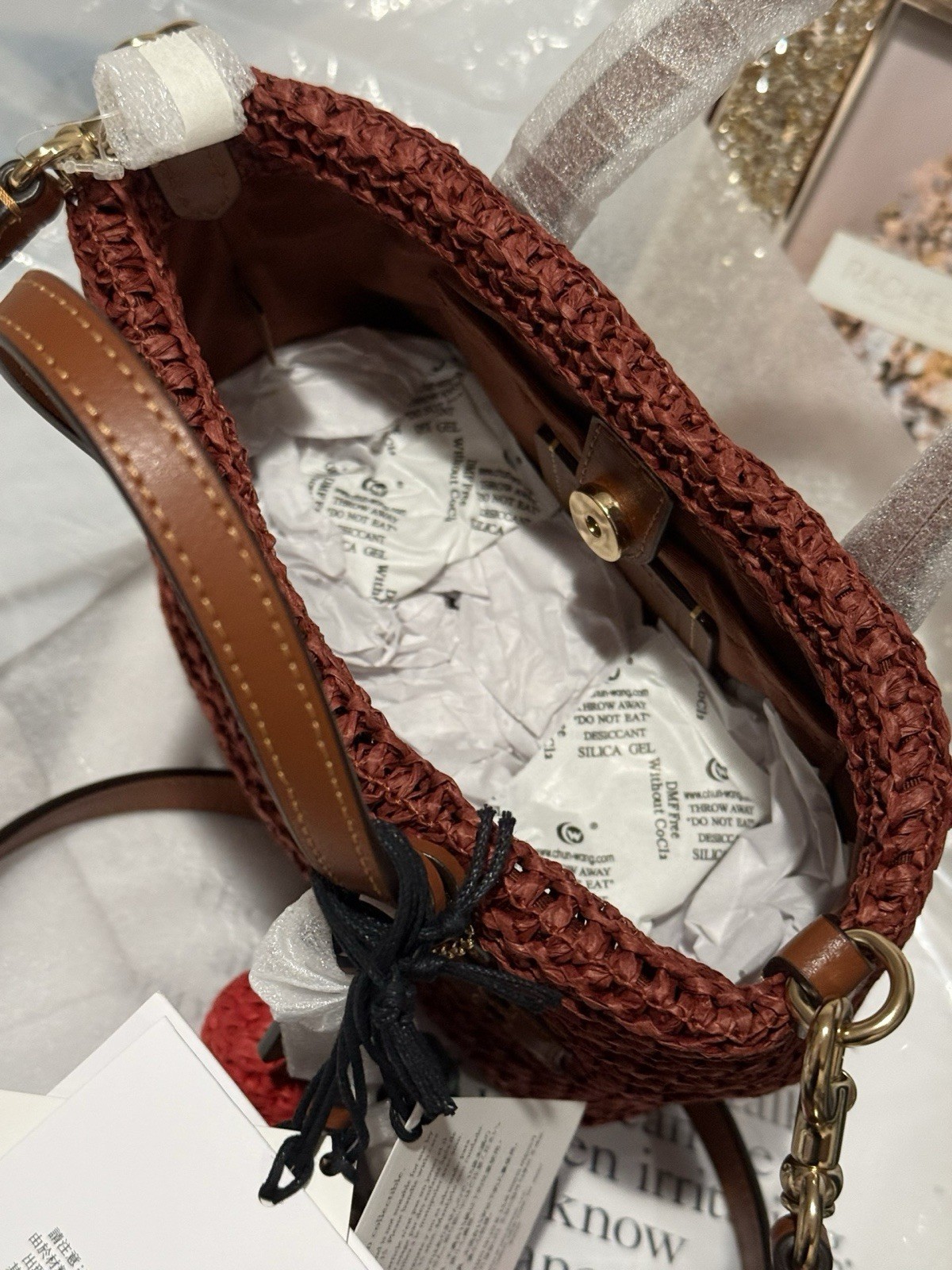 coach City Mini Tote Bag With cherry and bear Charms CEU30 NWT