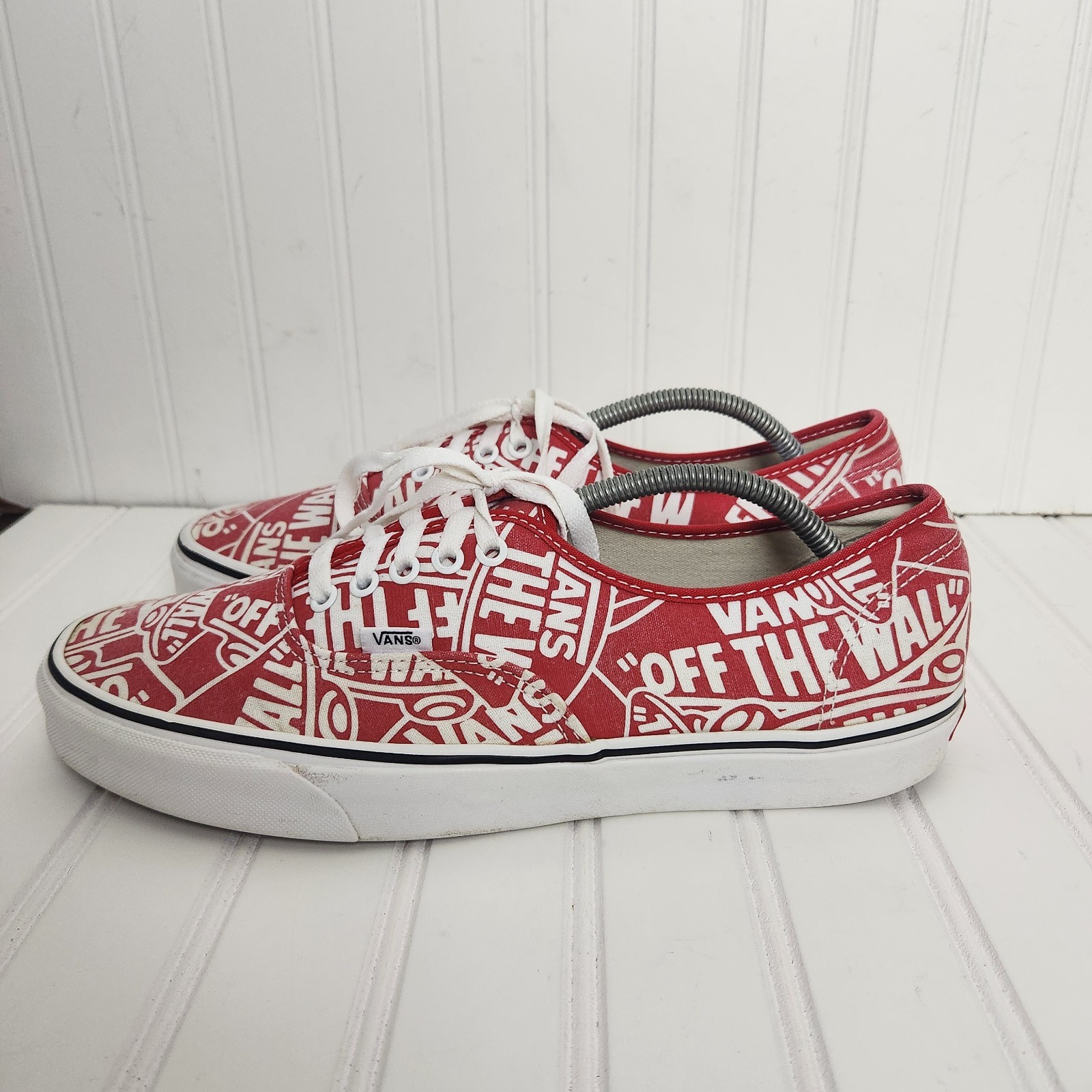 Vans Doheny OTW Mens Size 12 All Over Repeat Print Red/White Lace Up Sneakers